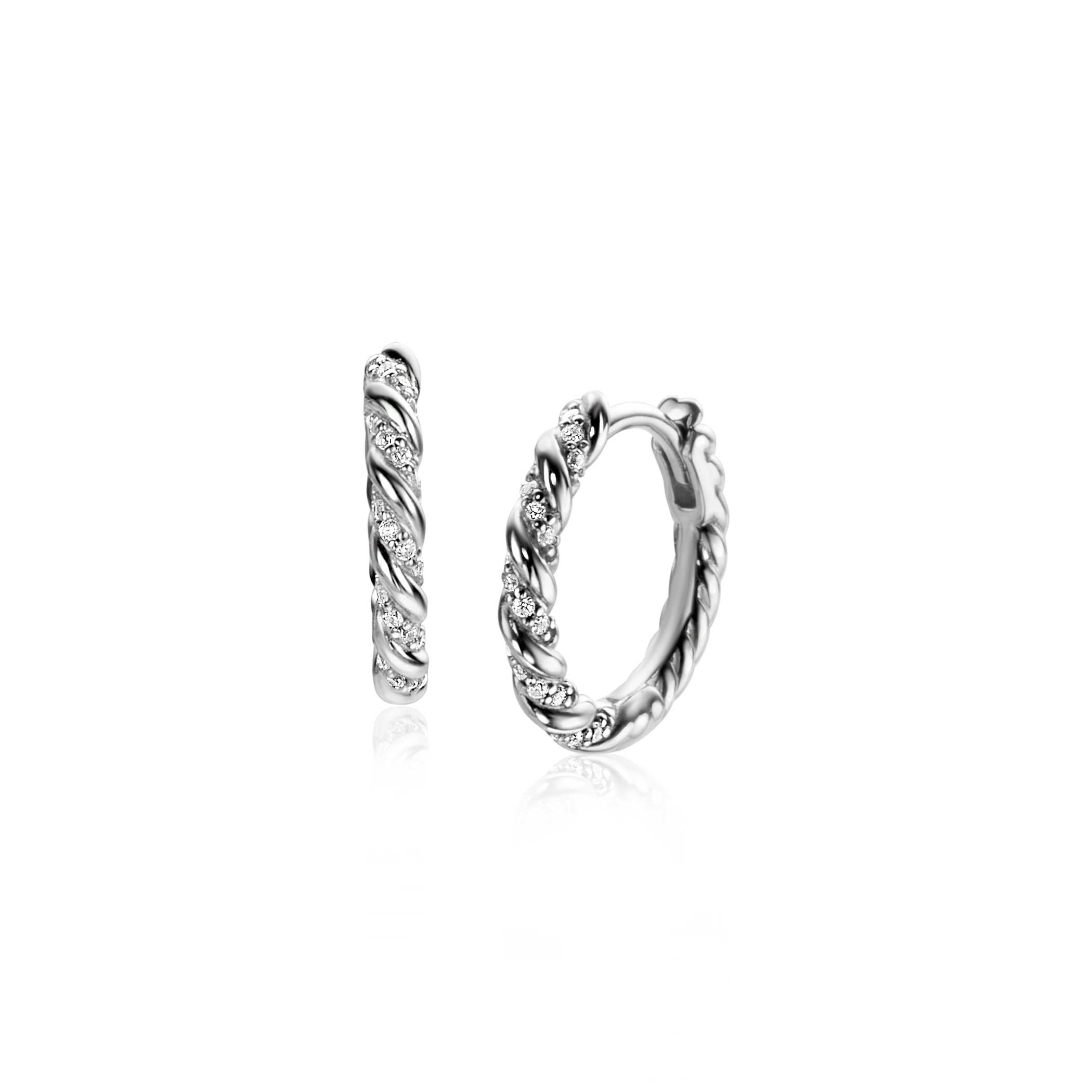 ZINZI zlv. klapcreolen gedraaid met zirc.16x2.5mm