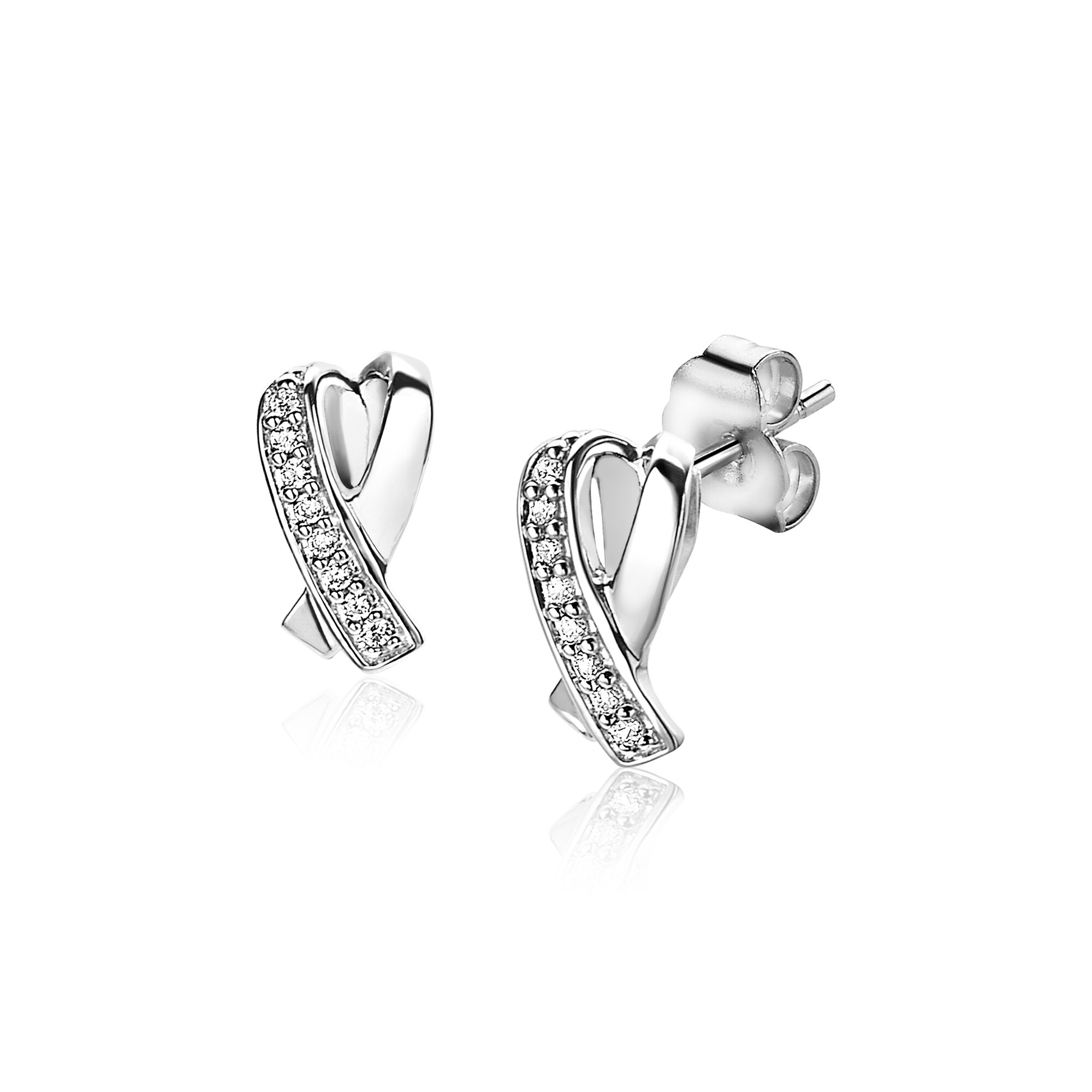 ZINZI silbernes cross-over Ohrstecker  weiß ZIO1625