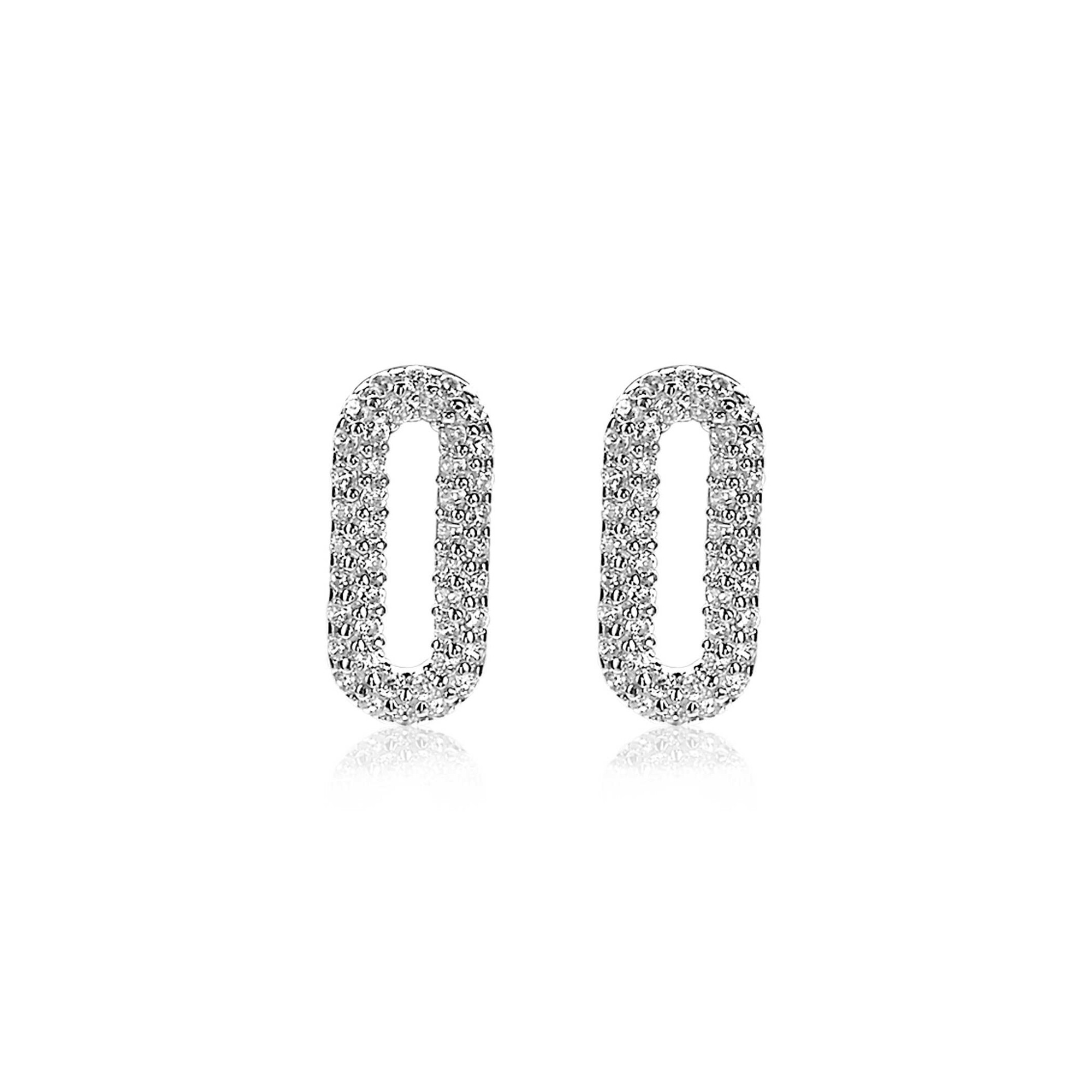 ZINZI silberne Luxus Ohrringe oval  weiß ZIO1894