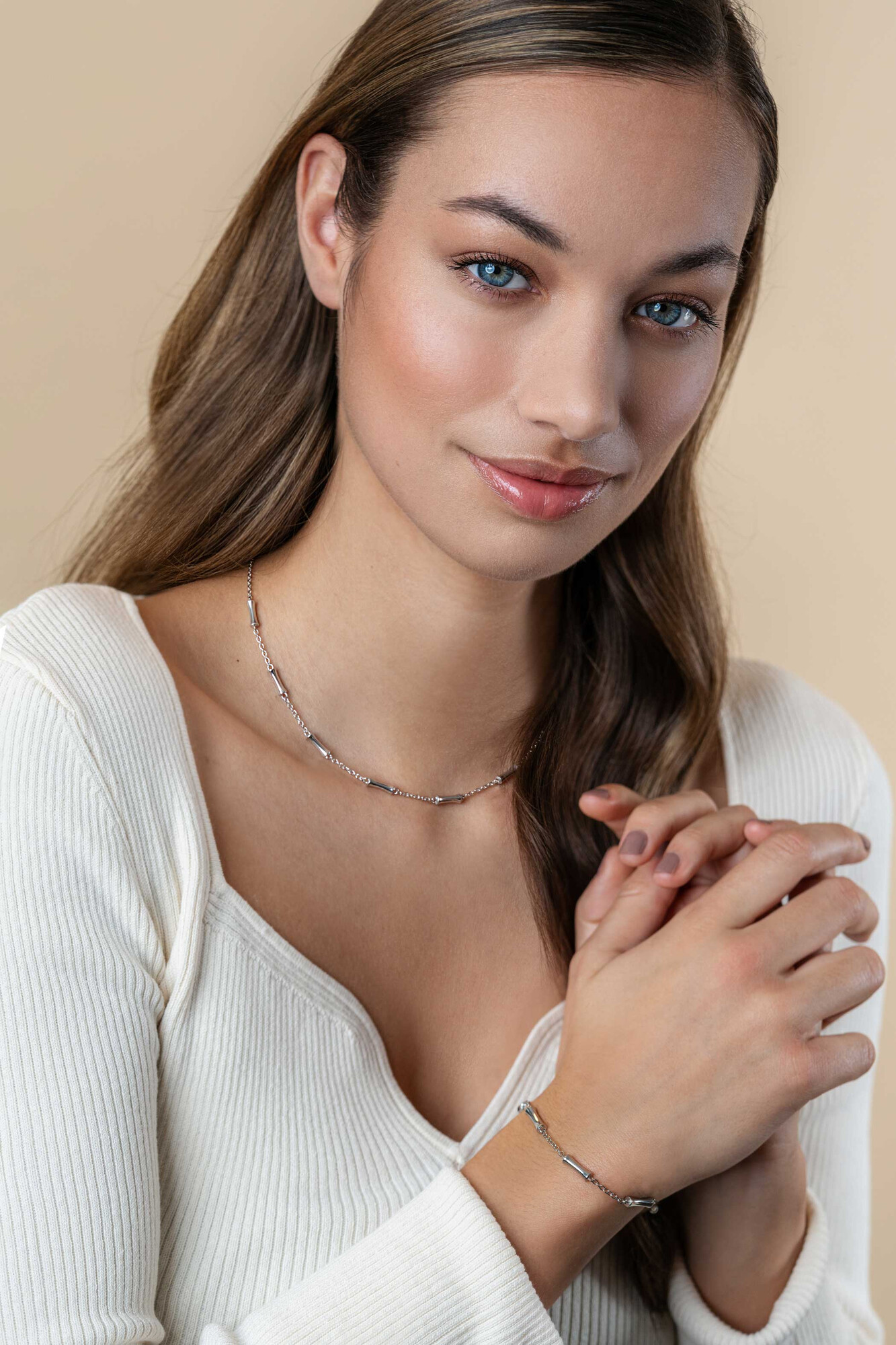 ZINZI zlv. armband met staafjes in bamboe vorm