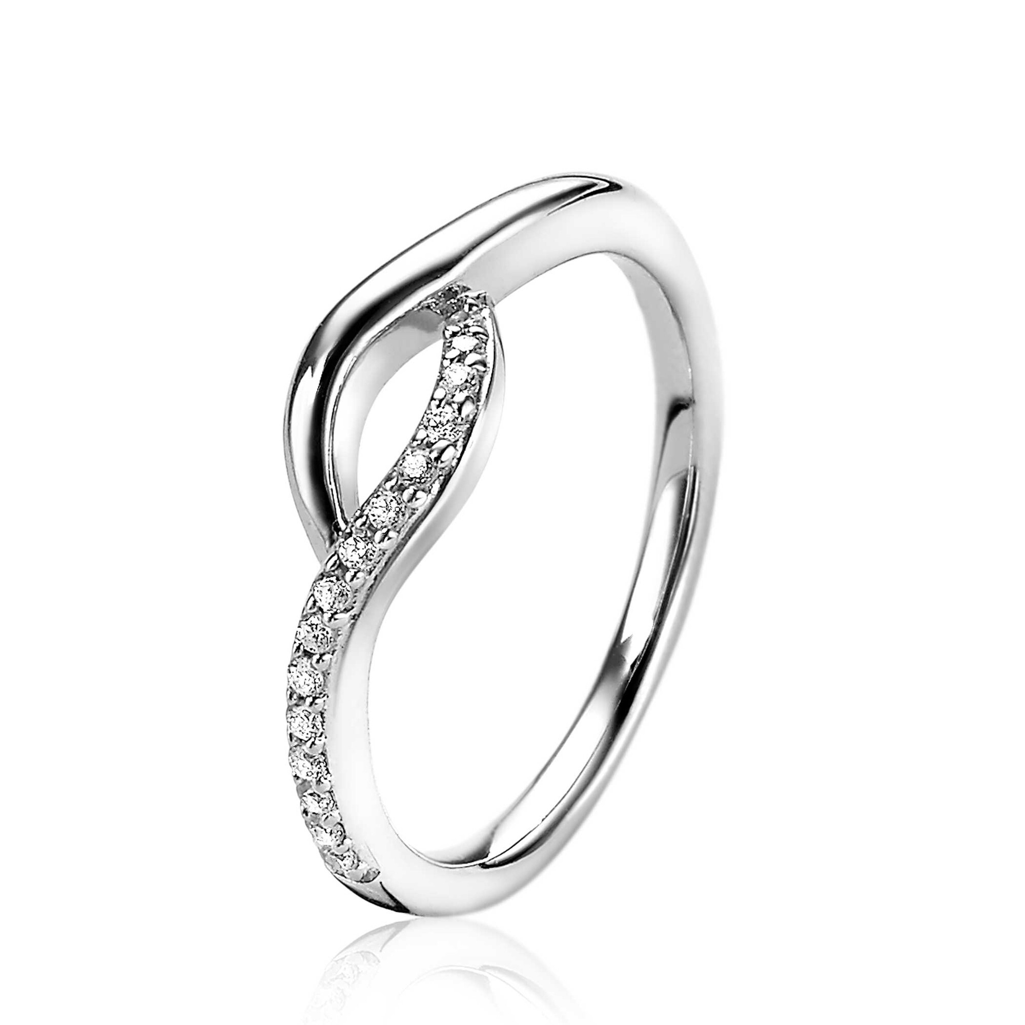 ZINZI silberner Ring crossover weißer Zirkonia ZIR1971