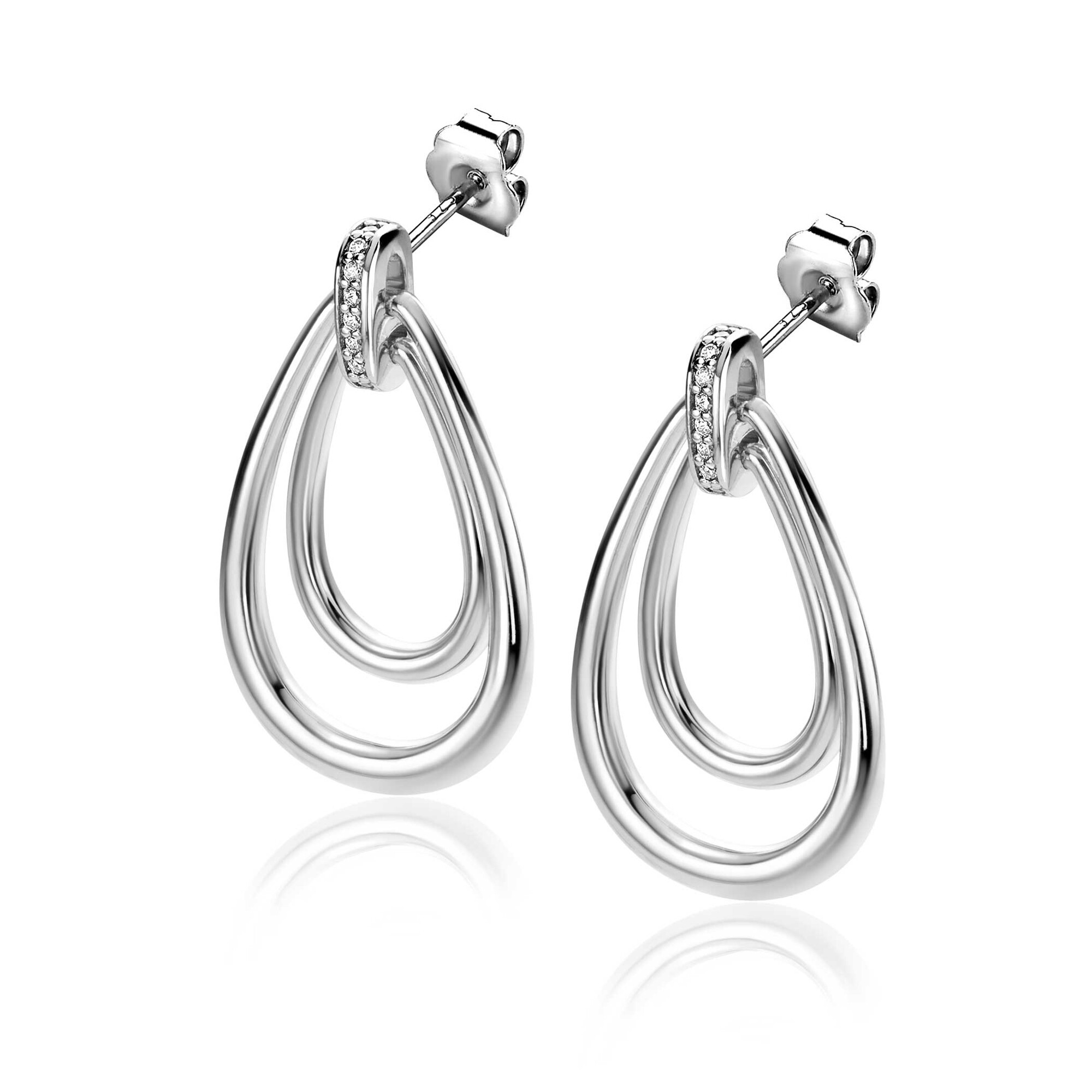 ZINZI zlv. oorhangers 2x druppelvorm en zirc.28mm