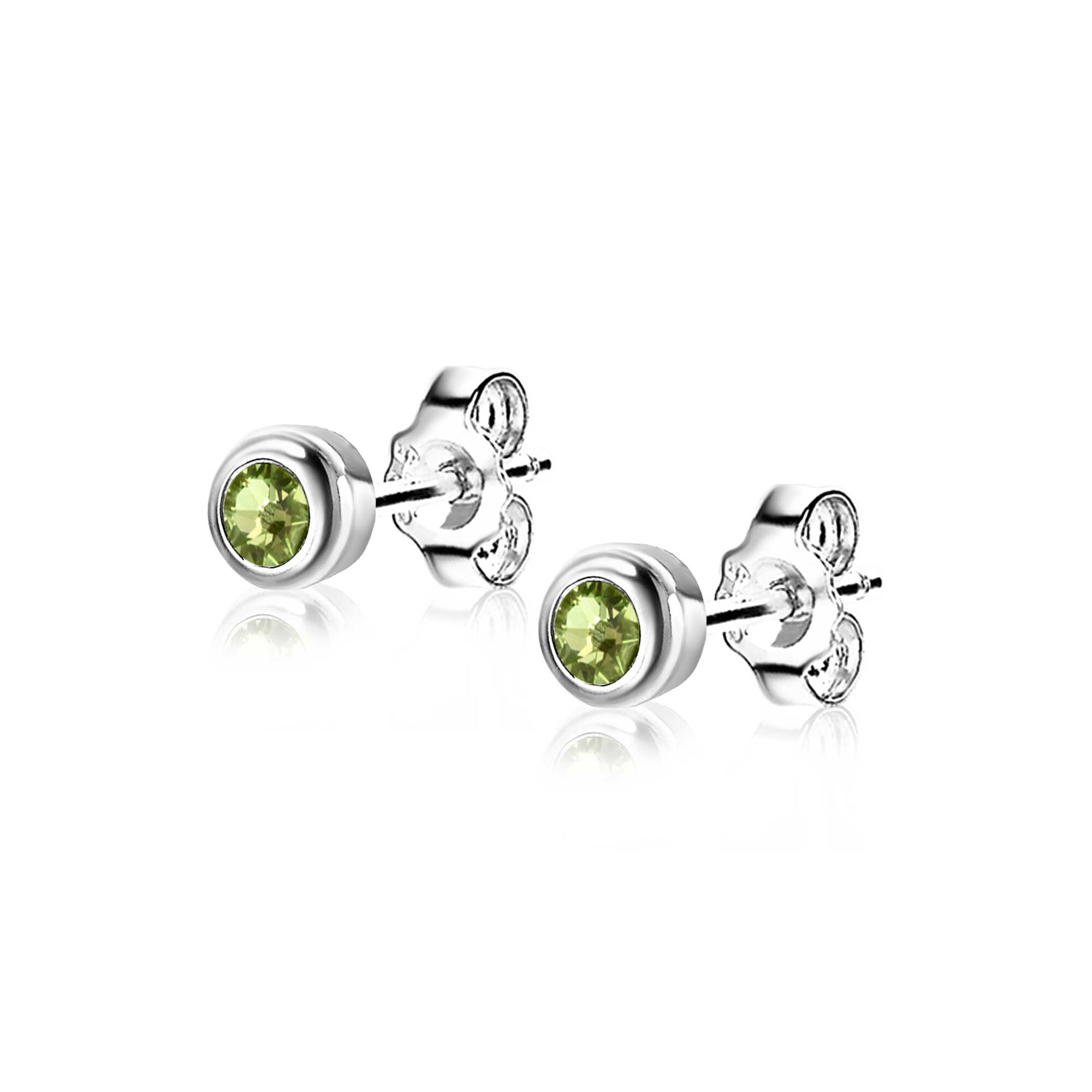 ZINZI zlv.oorknopjes birthstones peridoot cz