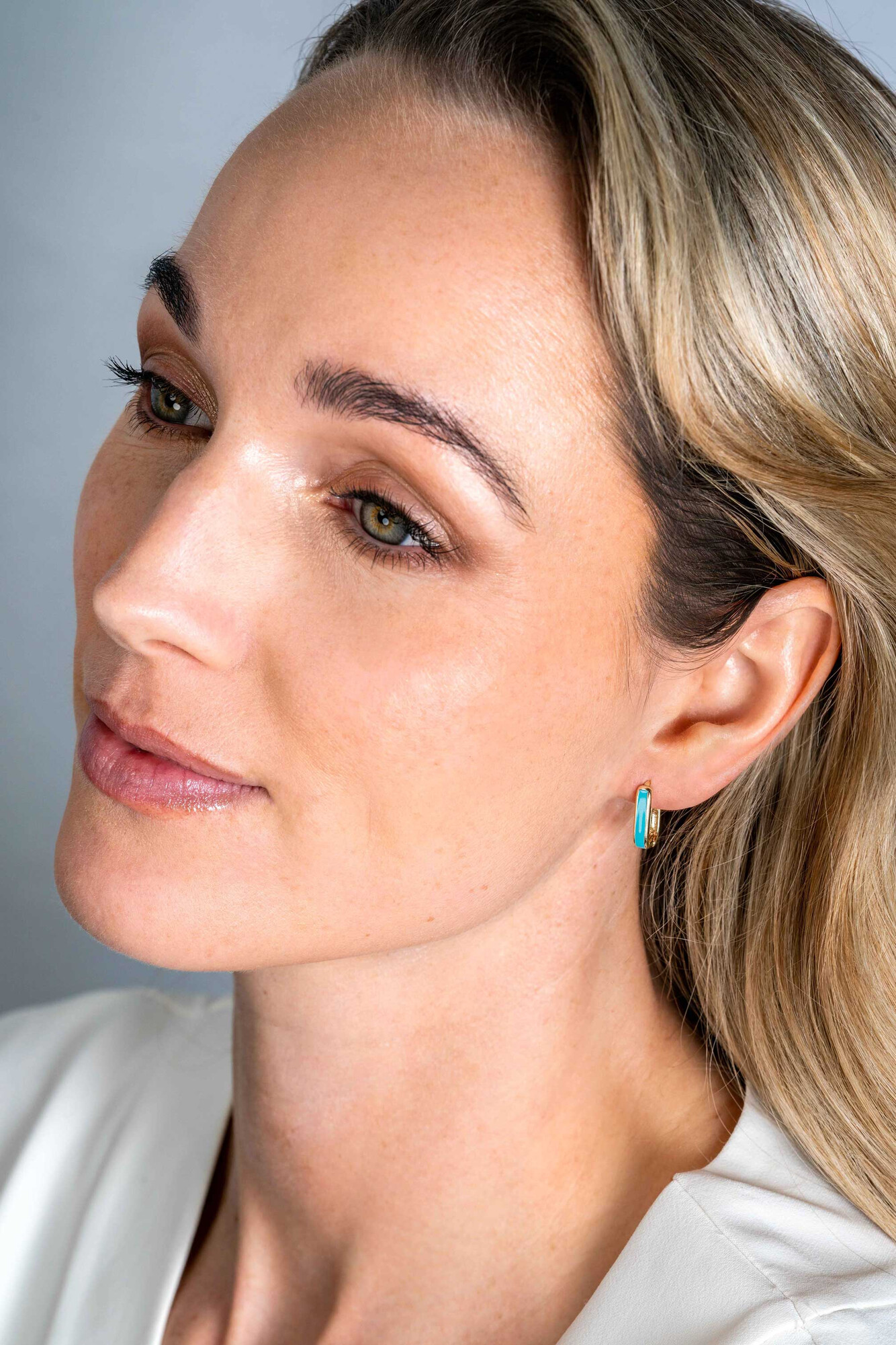 ZINZI zlv. oorr.gg.verg. rechth. emaille turq.16x4mm