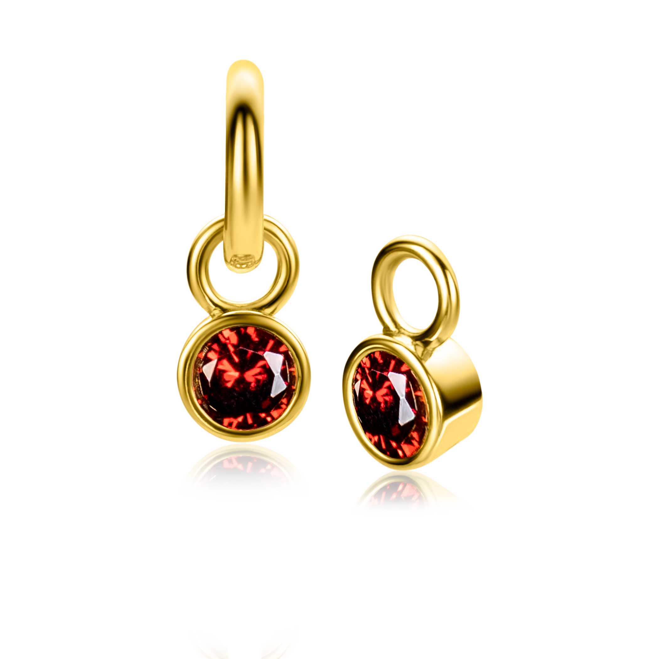 ZINZI zlv.oorbedels gg.verg. birthstones granaat cz
