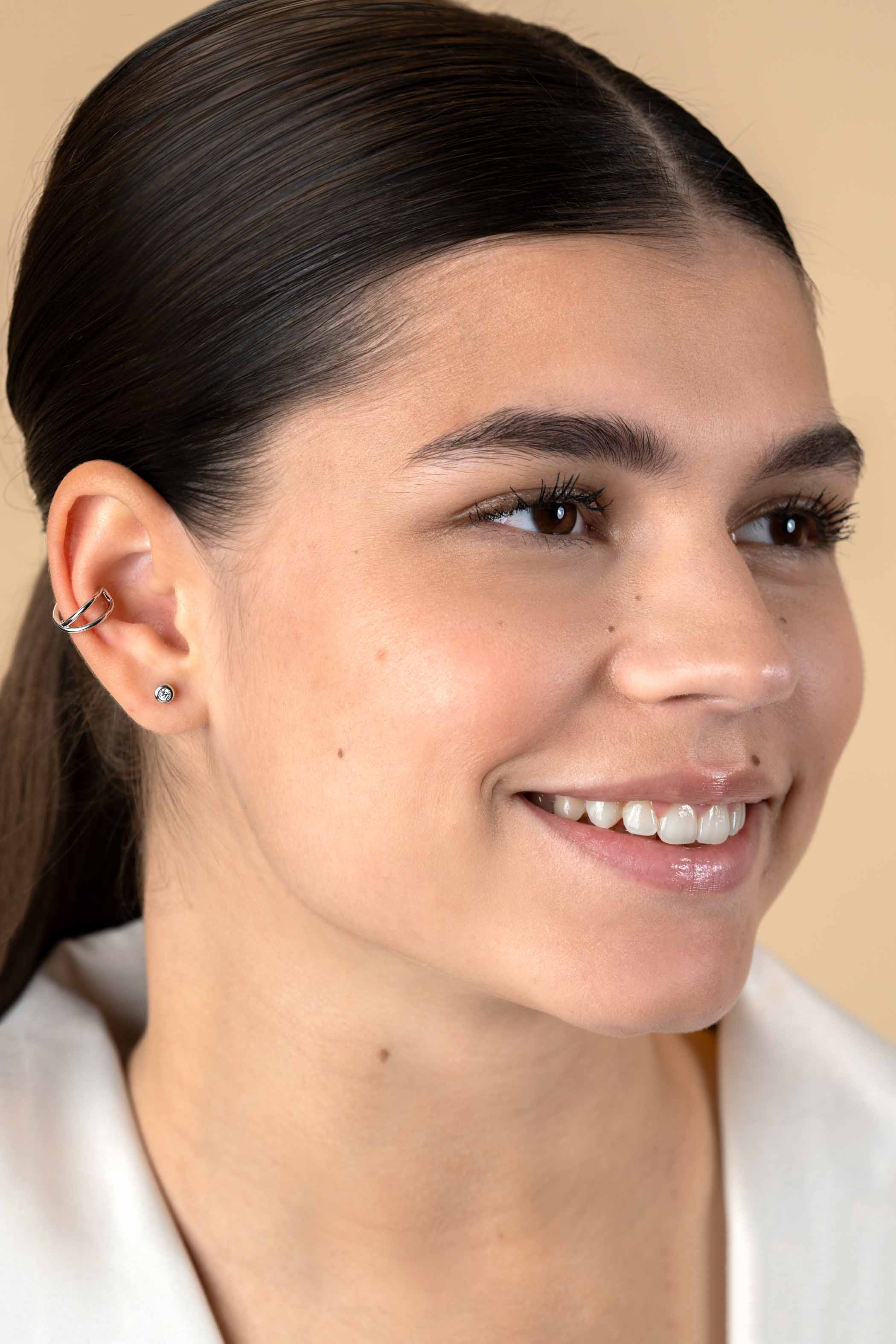 ZINZI zlv. earcuff dubel kruislings glad