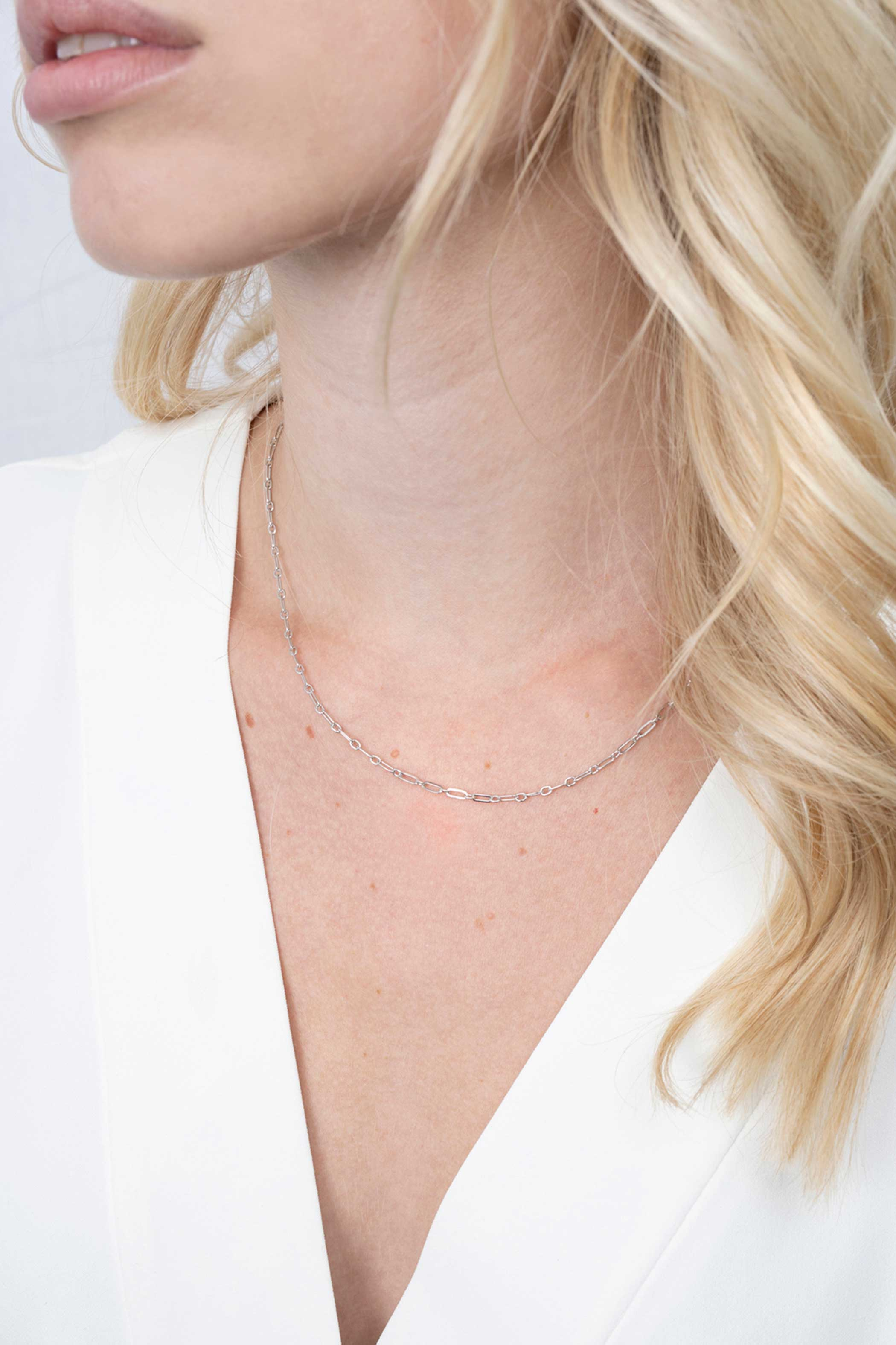 ZINZI silberne Kette 45cm mit 'paperclip' Glieder 2,4mm breit ZIC2033