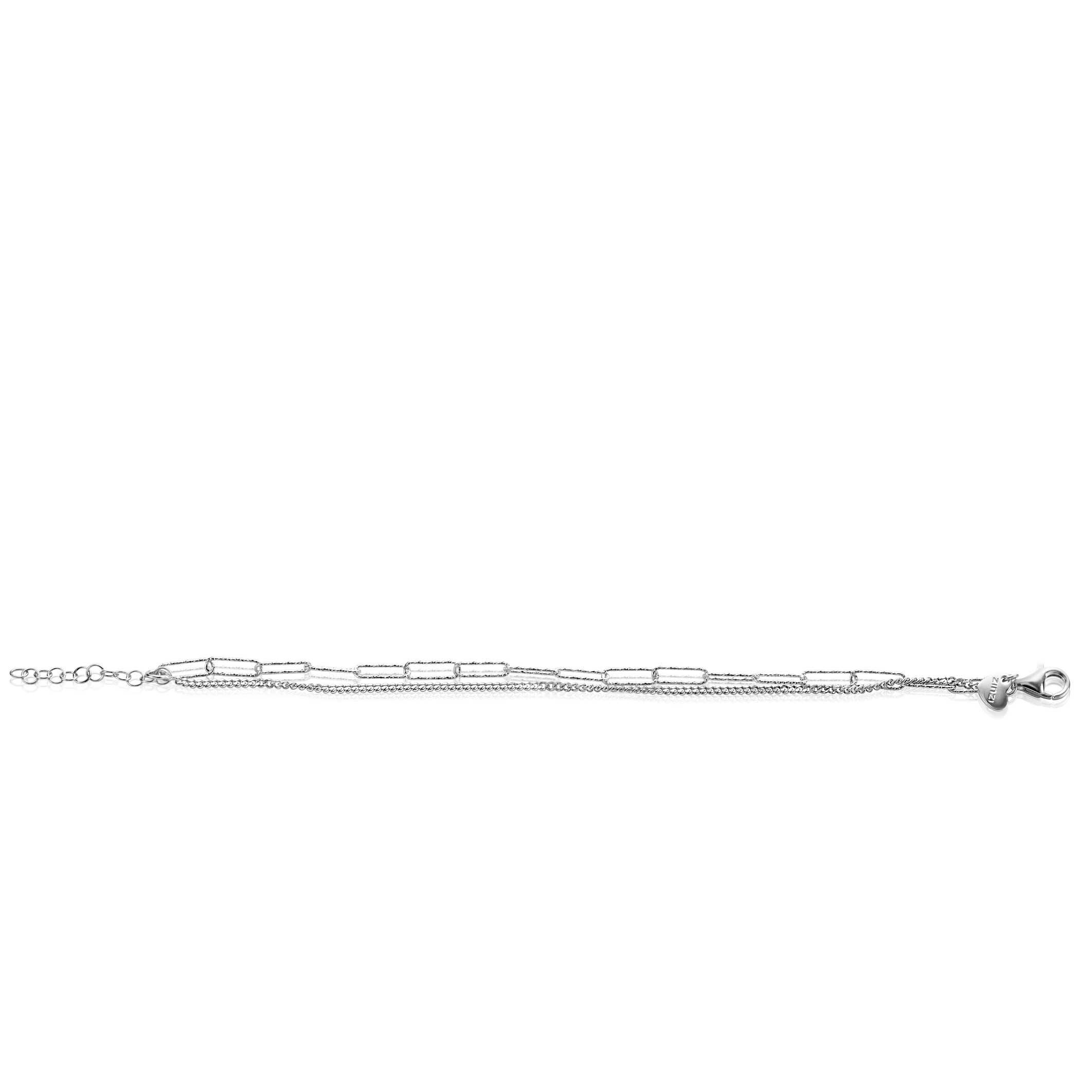 ZINZI zlv. armband 2 rijen gourmet en paperclip