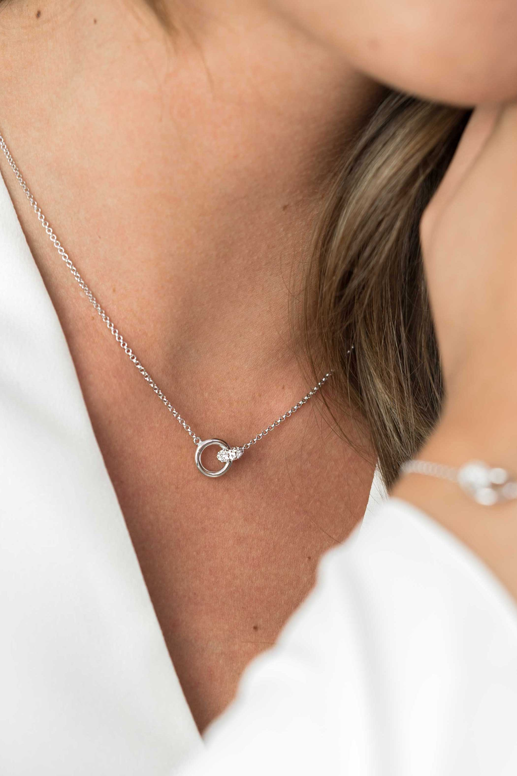 ZINZI silberne Kette rund  weiß 45cm ZIC1830