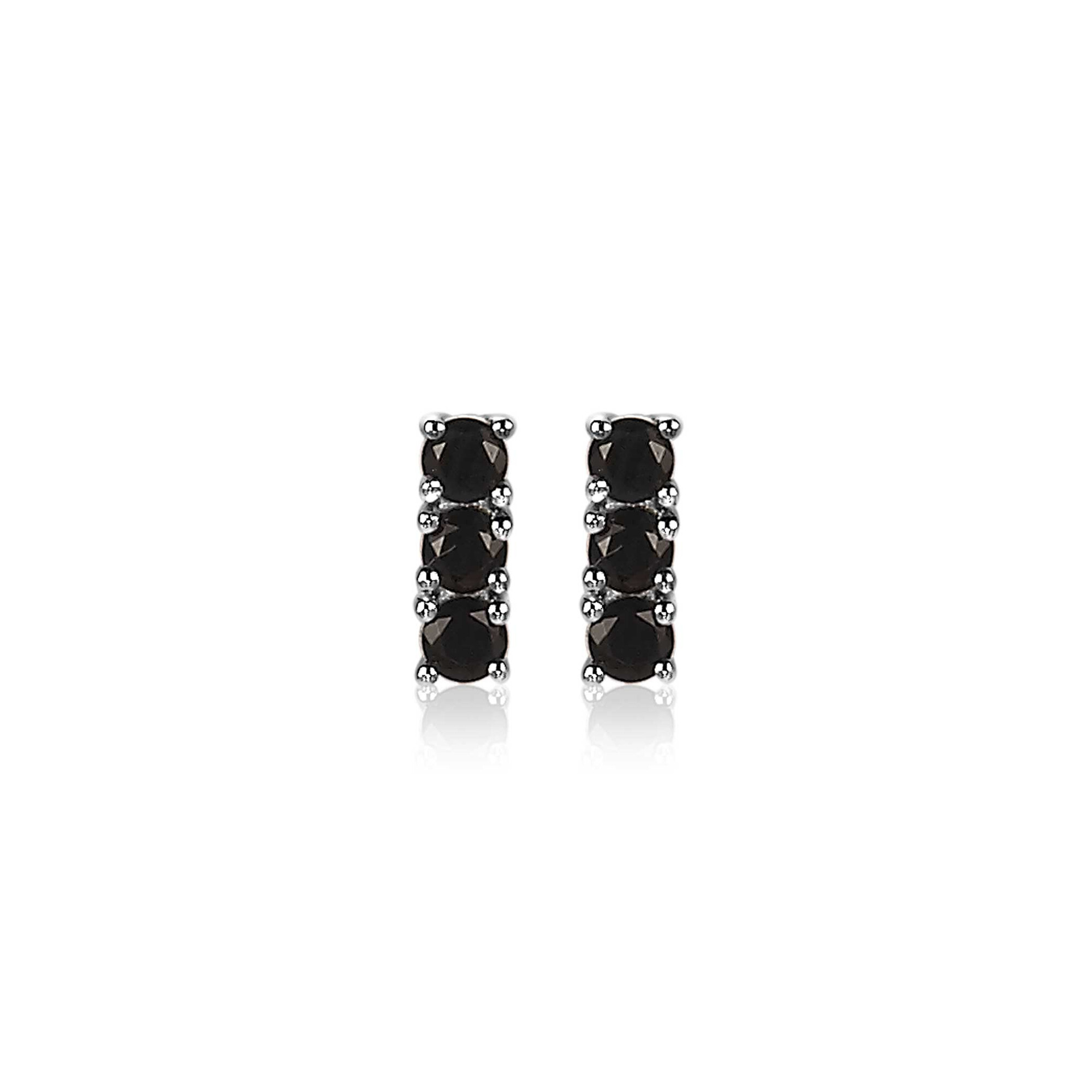 ZINZI silberne Ohrstecker 8mm Stab Chaton-Set schwarz ZIO2127Z