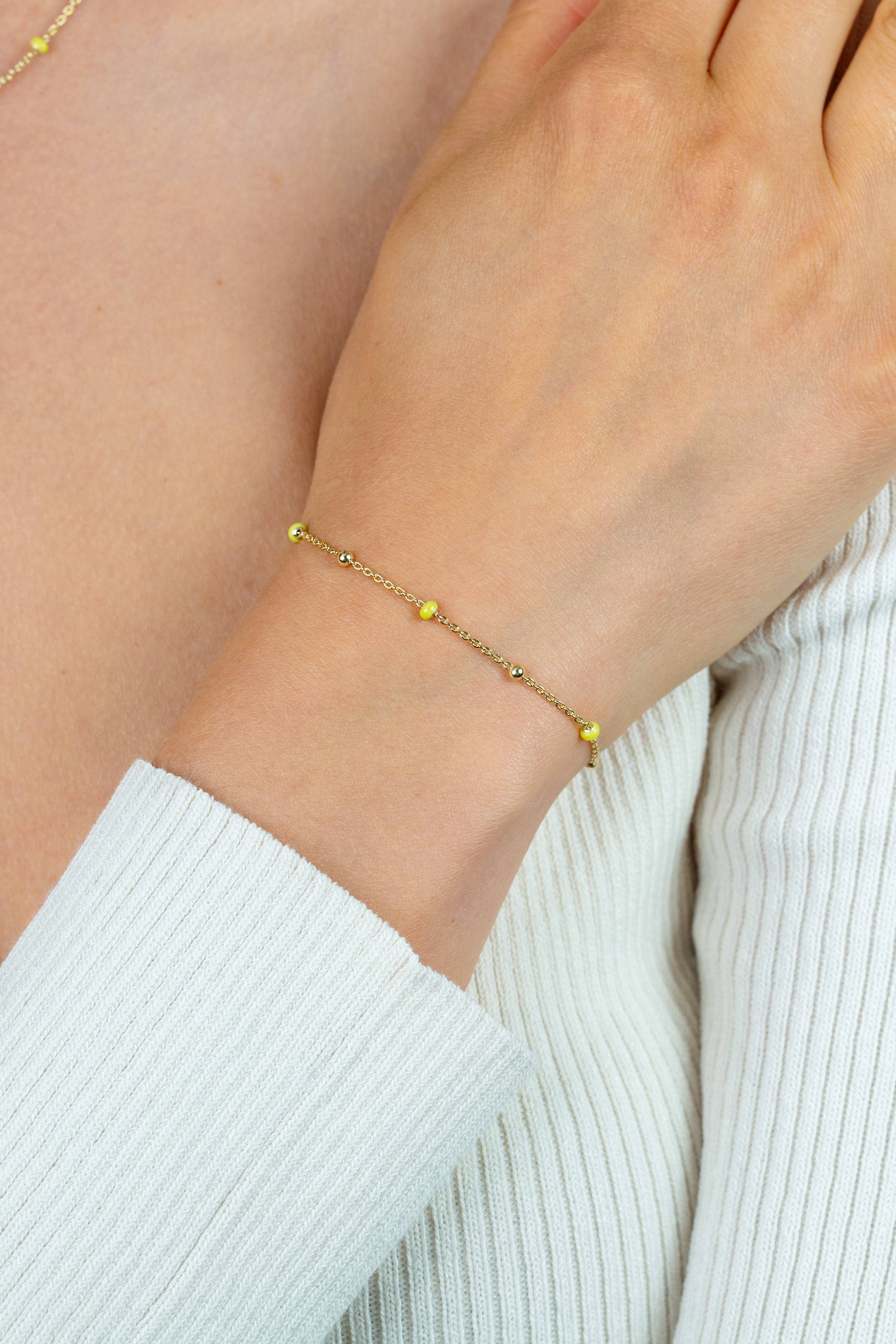 ZINZI zlv. armband gg.verguld met gele bolletjes