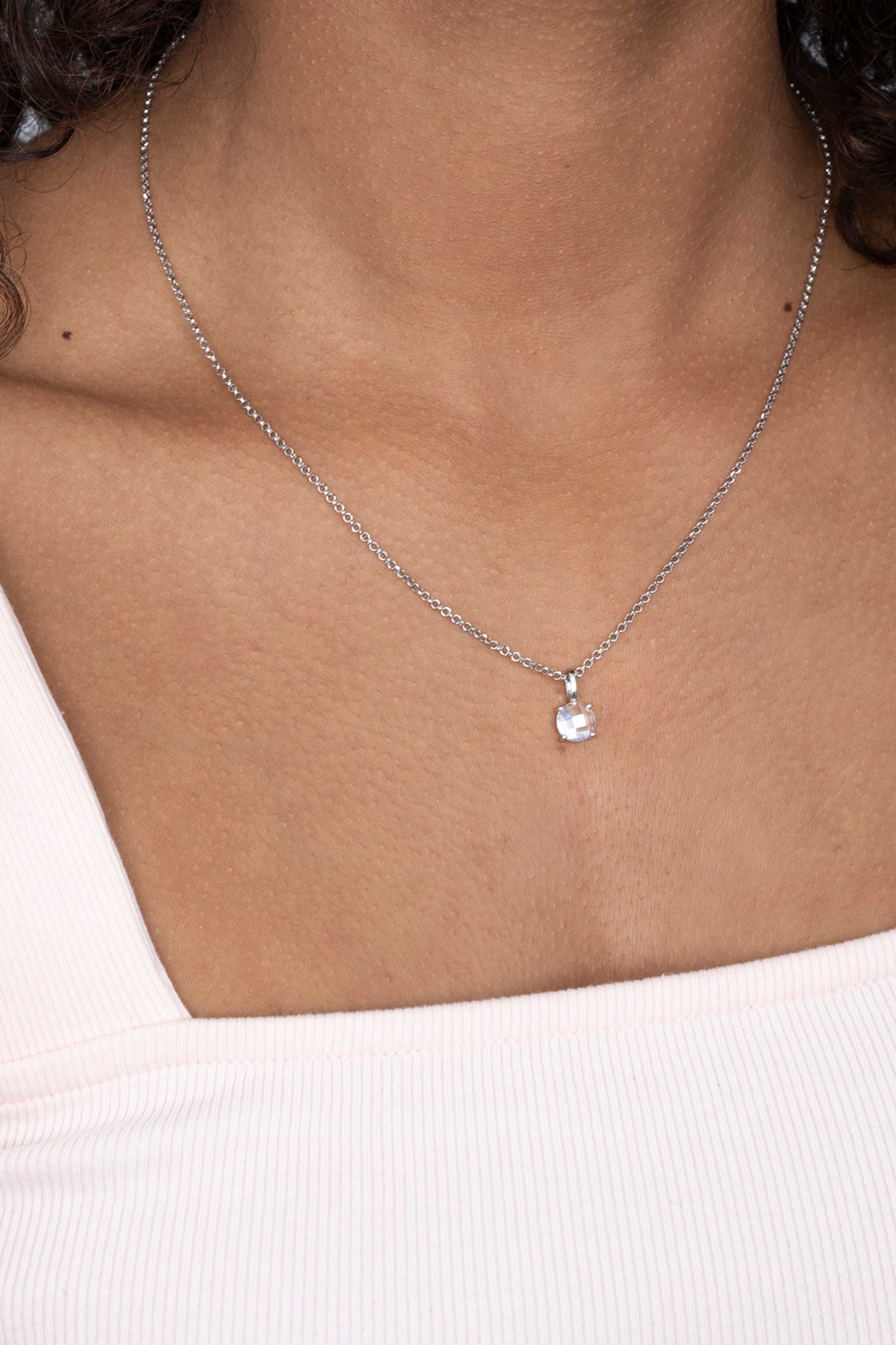 ZINZI silberner Anhänger rund  weiß ZIH2072