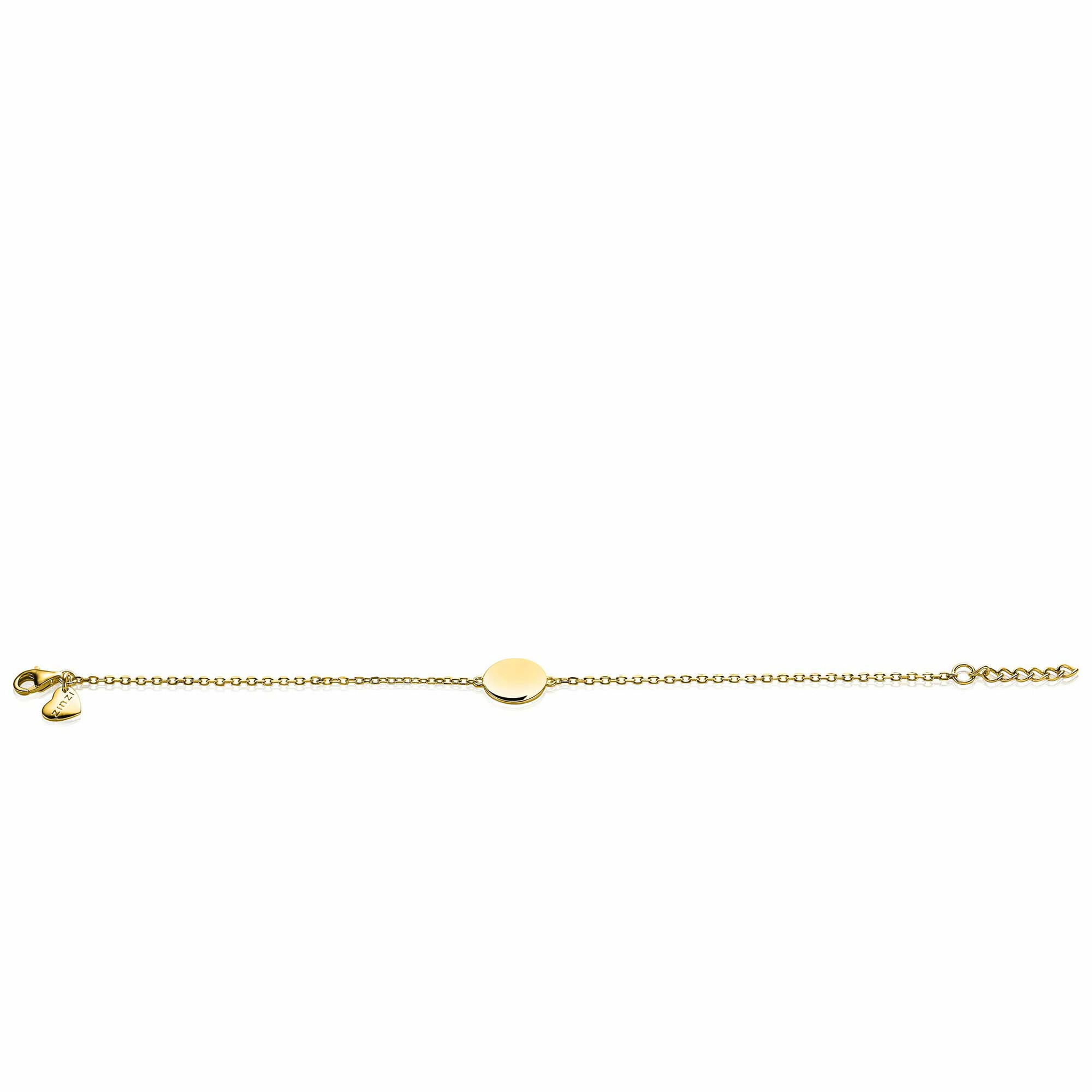 ZINZI zlv. armband gg.verg. met rond plaatje 11mm