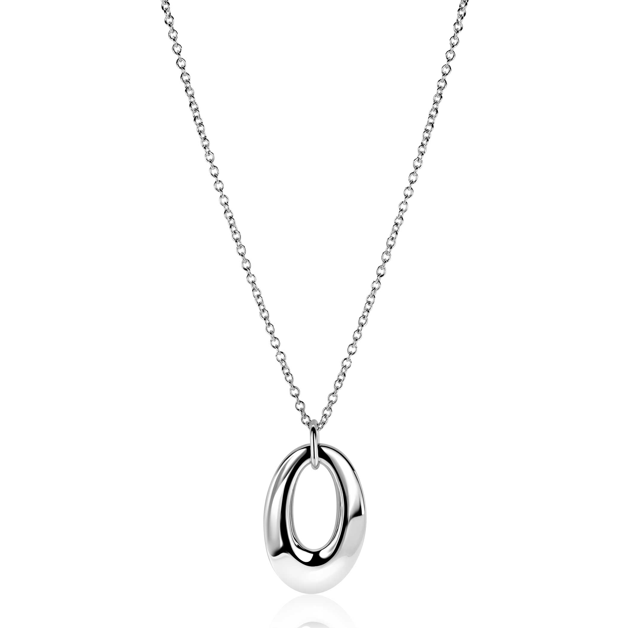 ZINZI zlv. collier met open ovale hanger