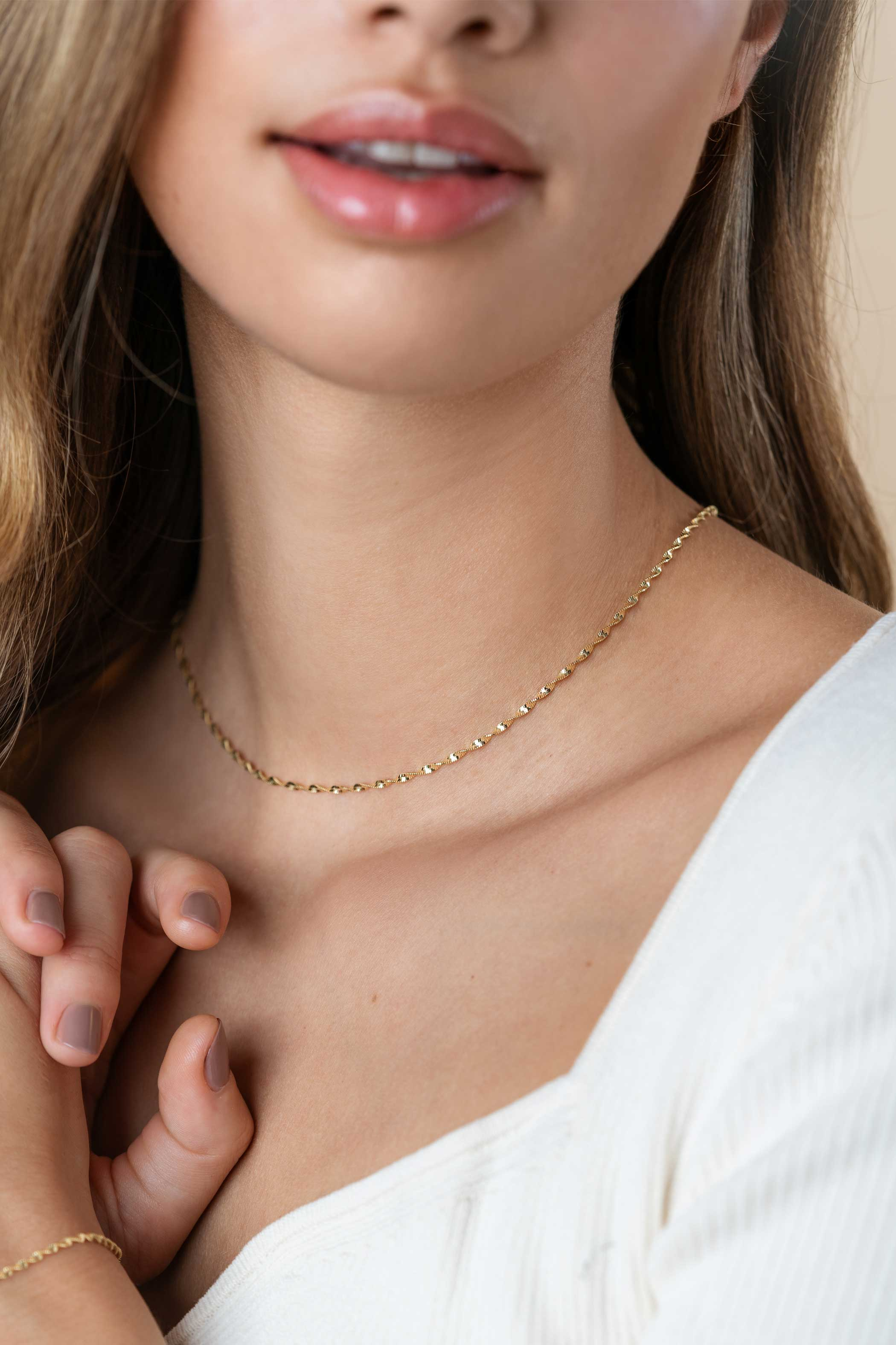 ZINZI zlv. collier geel verguld singapore schakel