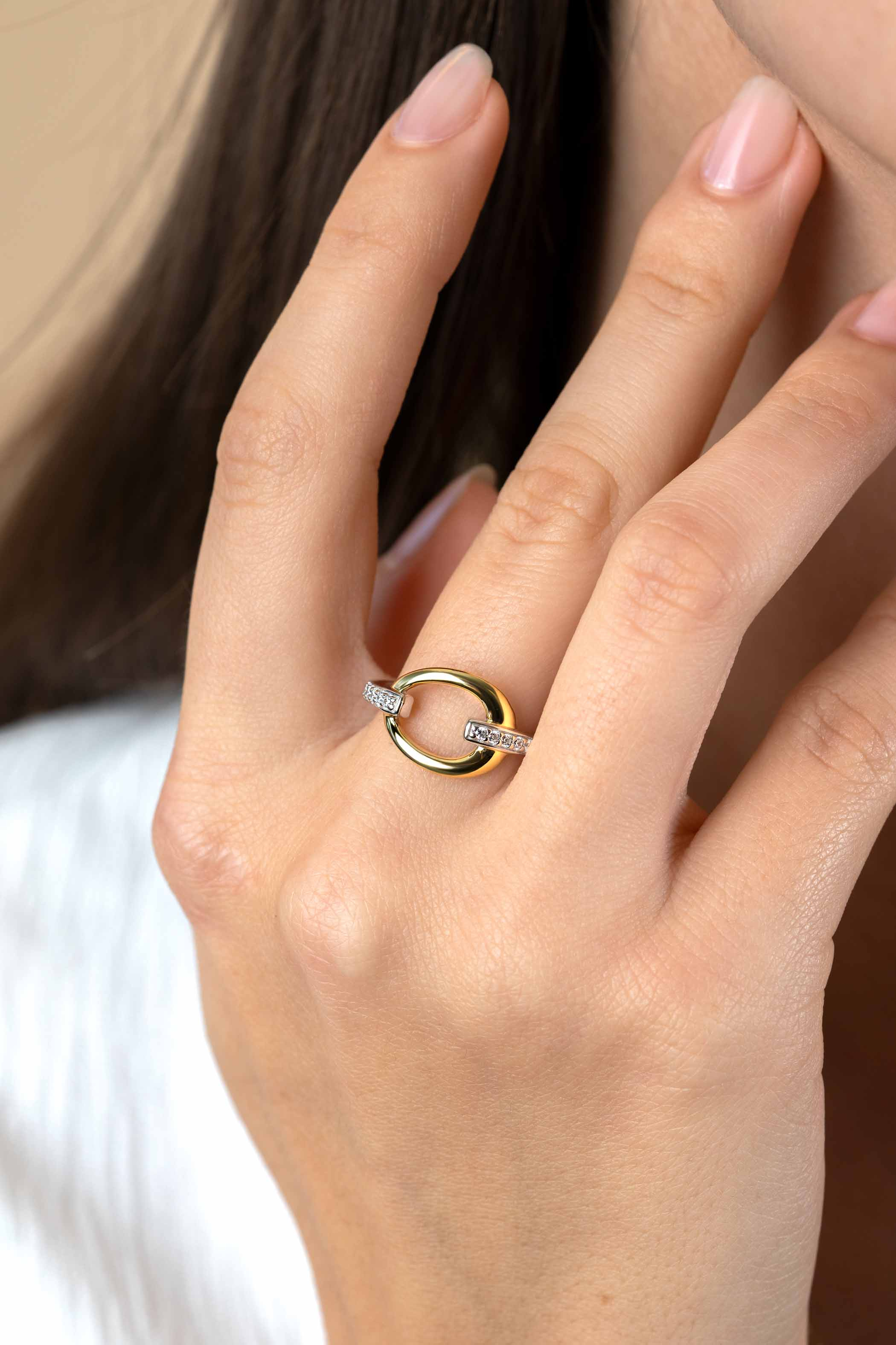 ZINZI silberner Ring gelb vergoldet Tropfen weiß ZIR1709Y