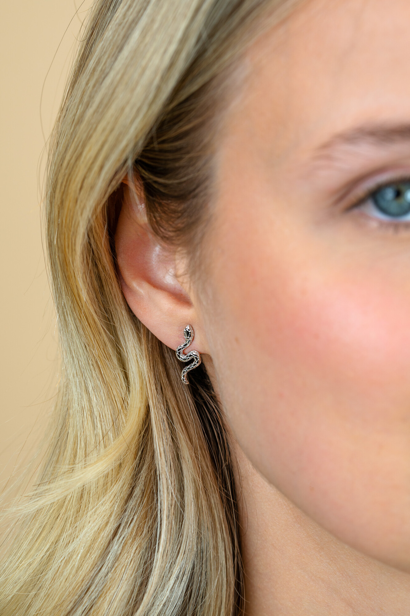 ZINZI zlv. oorknopjes slang met zirc.ogen