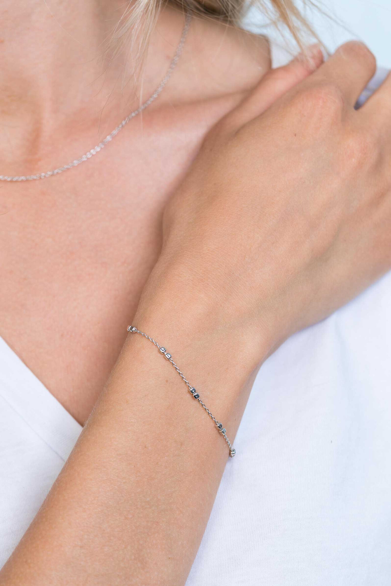 ZINZI silbernes Armband quadratische Würfel 17-20cm ZIA2218