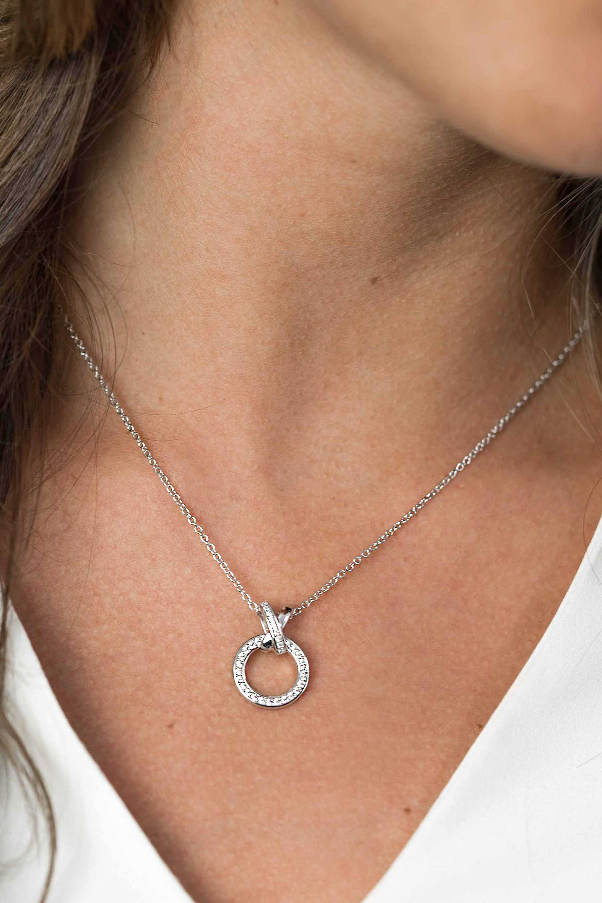 ZINZI silberne Kette rund überkreuz weiß 45cm ZIC1816