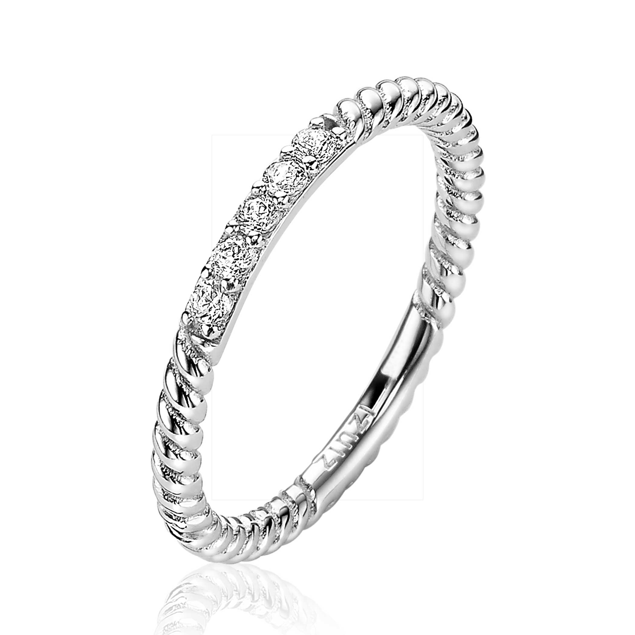 ZINZI silberner Ring verdreht 2mm weißer Zirkonia ZIR2128