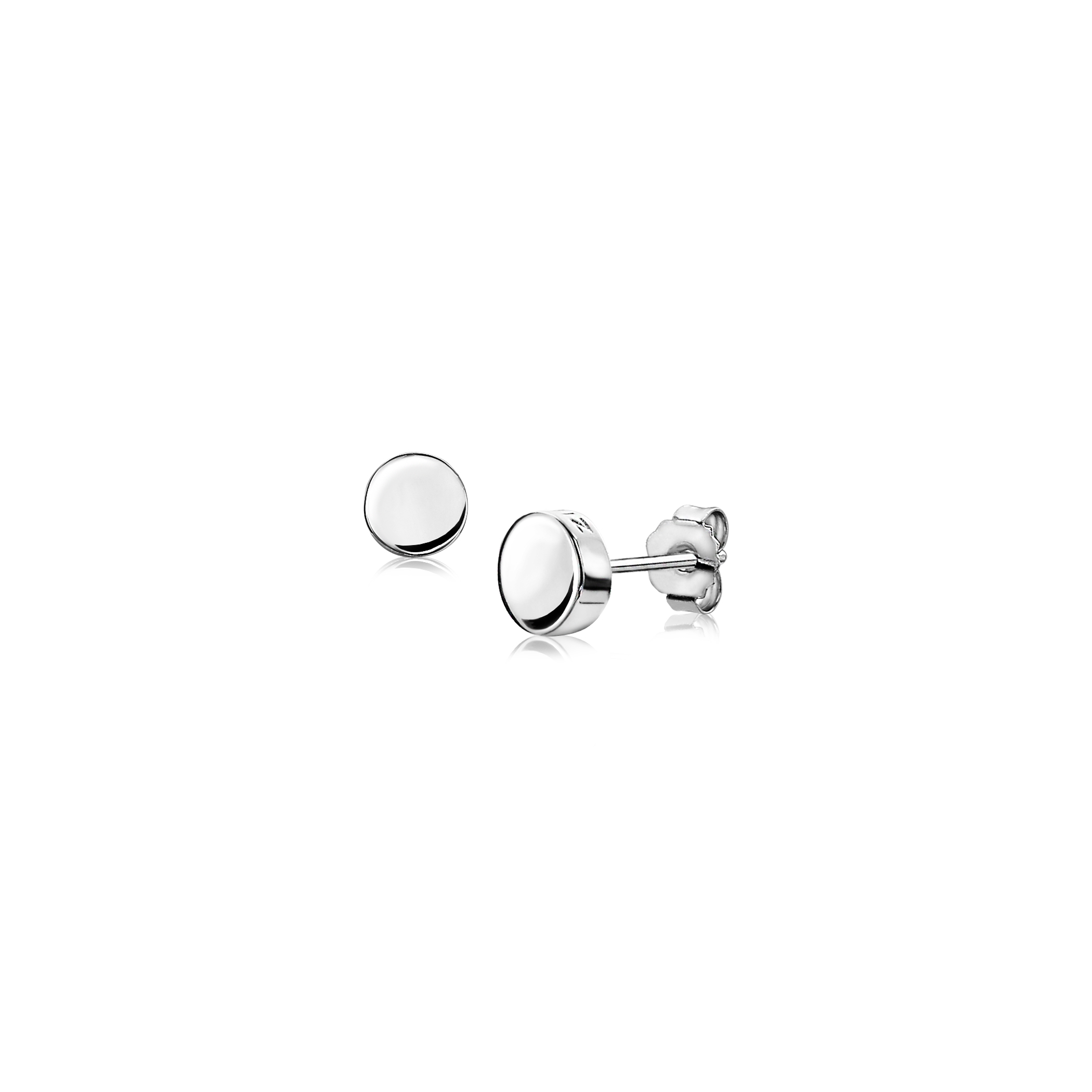 ZINZI silberne Ohrstecker glatt rund 6mm ZIO1376