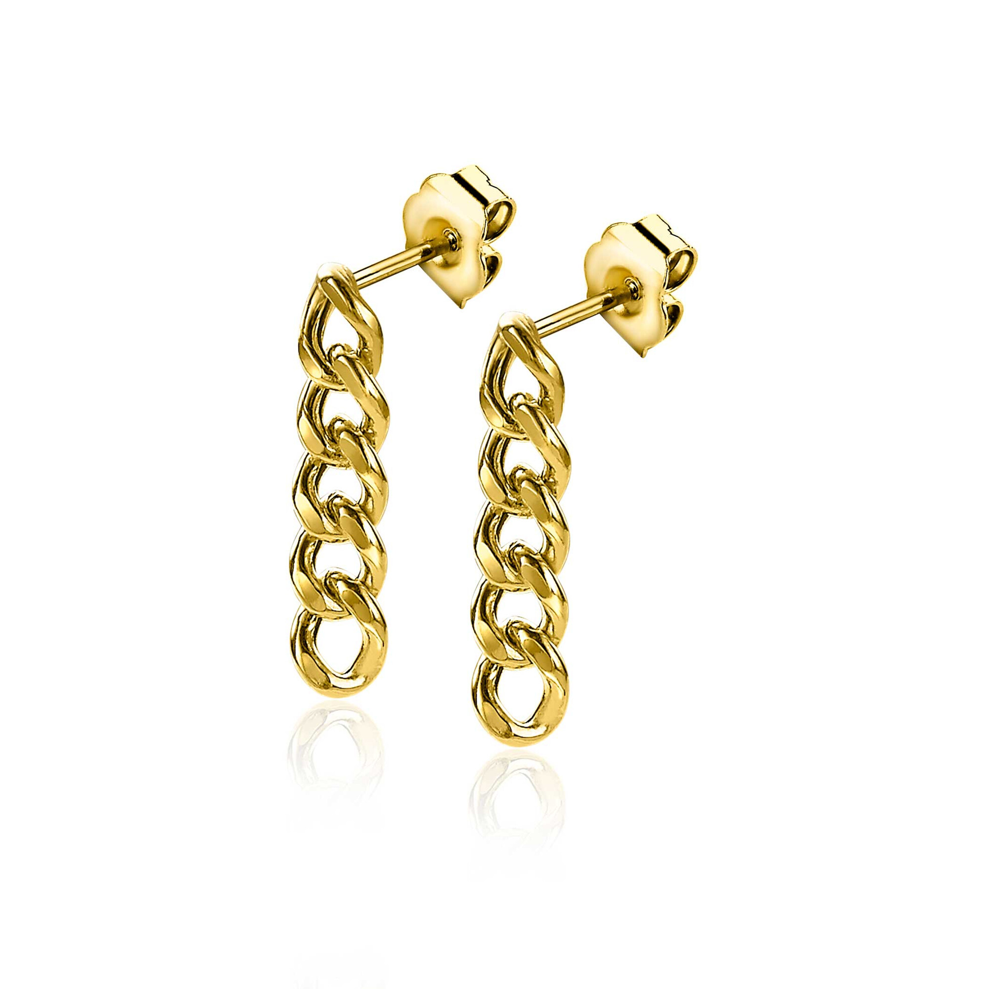 ZINZI silberne Ohrhänger 14K gelb vergoldet 20mm Gourmet Glieder ZIO2185G