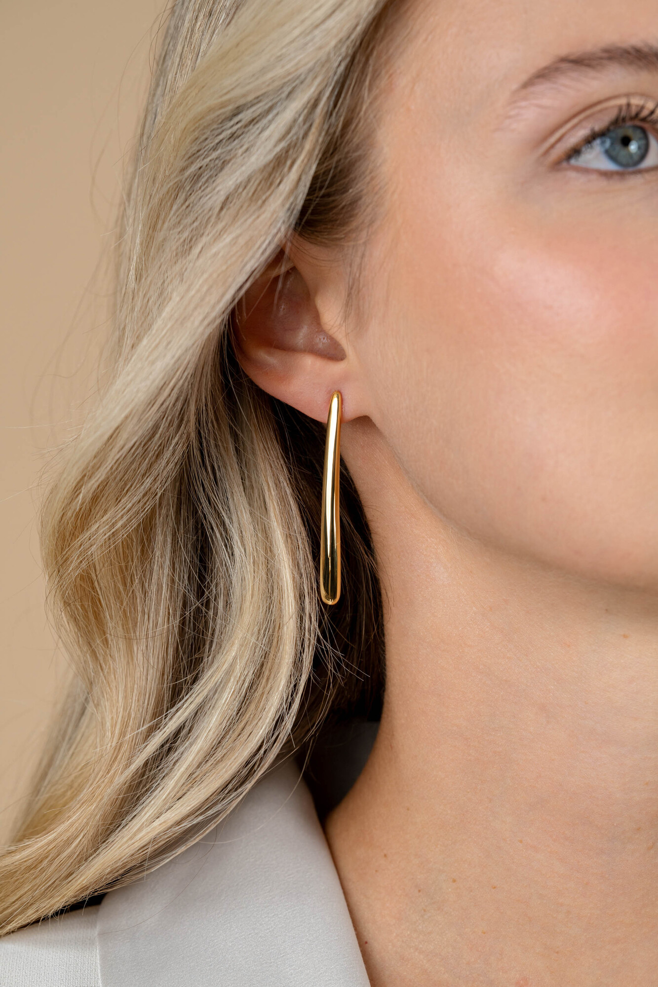 49mm ZINZI Vergoldete Langförmige Tropfen-Ohrstecker ZIO2674G