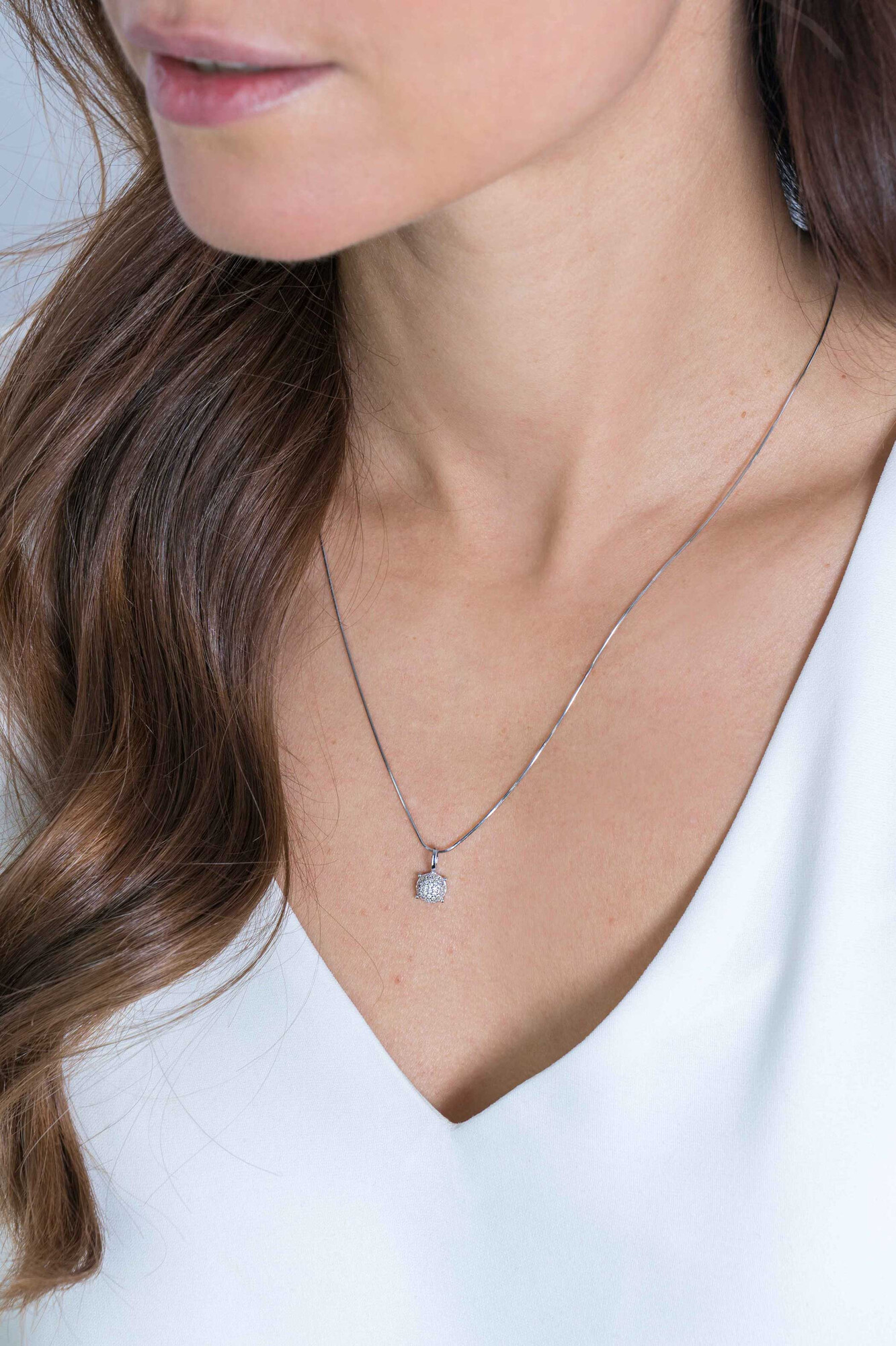 ZINZI silberner Anhänger rund  weiß ZIH2074