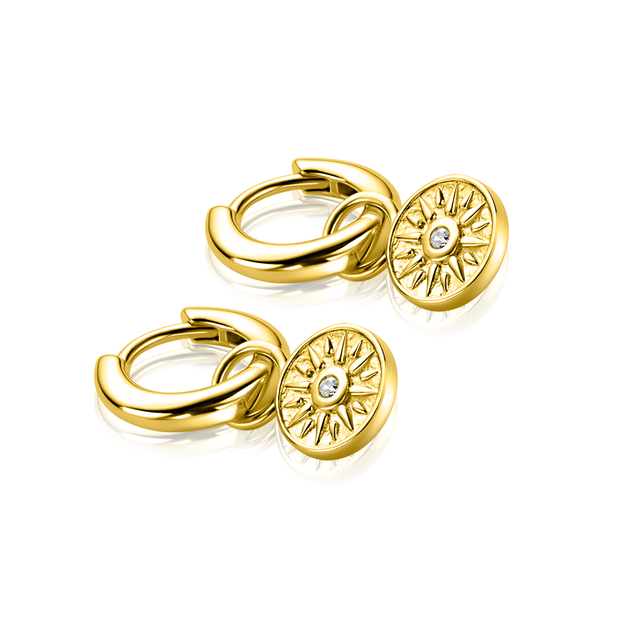 ZINZI zlv. oorbedels gg.verg.rond muntje zon en zirc.