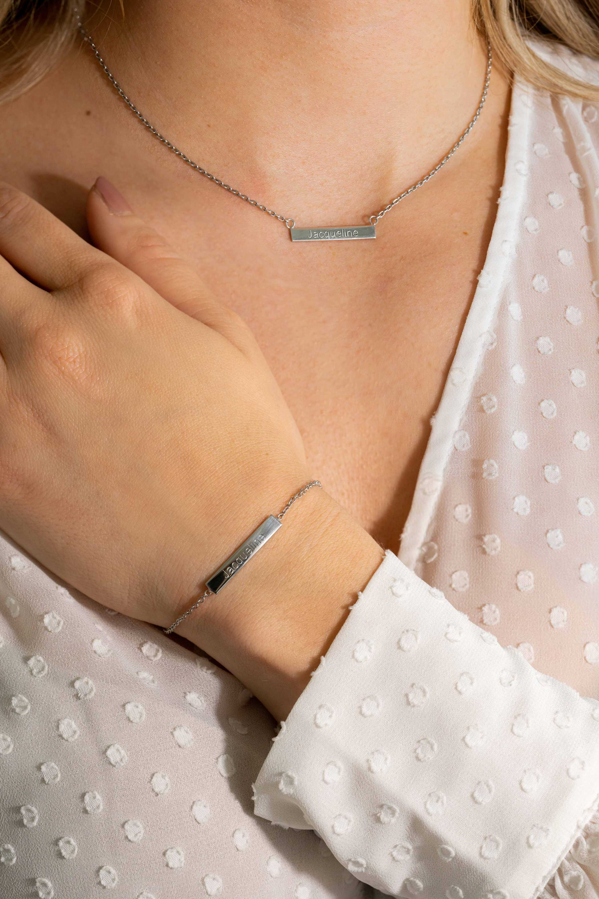 ZINZI zlv. collier met recht plaatje