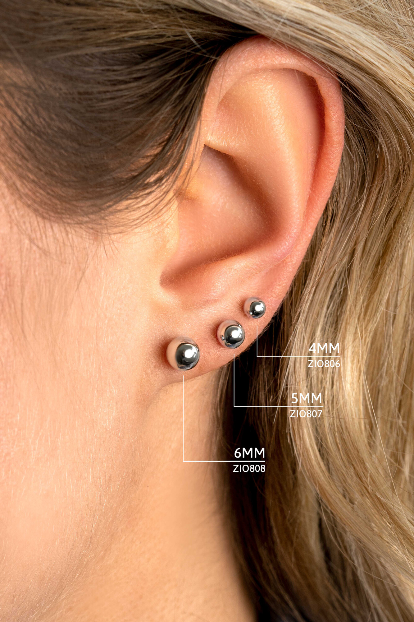 Zinzi silberne Ohrstecker glatt Kugel 5mm ZIO807