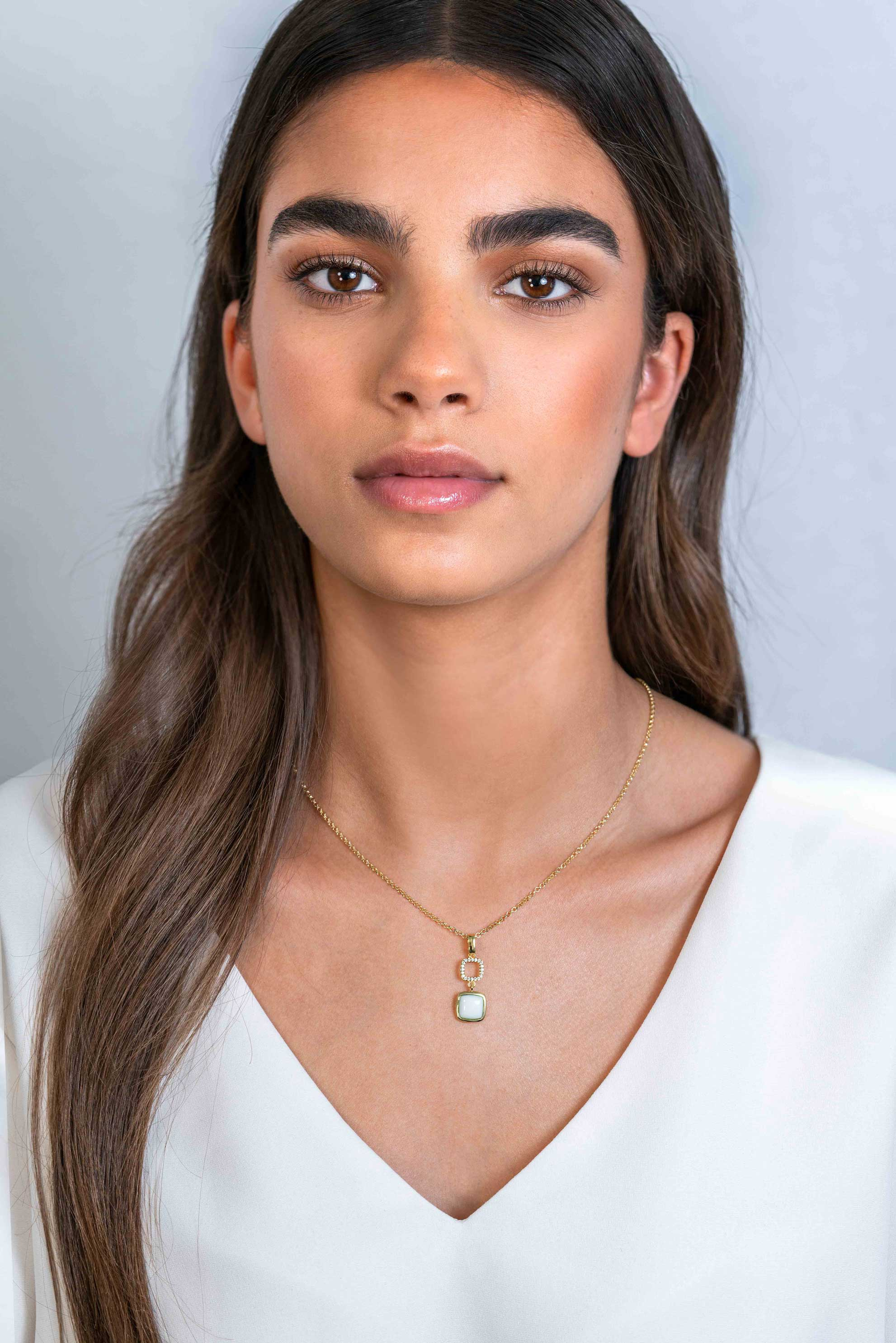 ZINZI zlv. hanger gg.verg. 2-zijdig groen/wit+zirc.