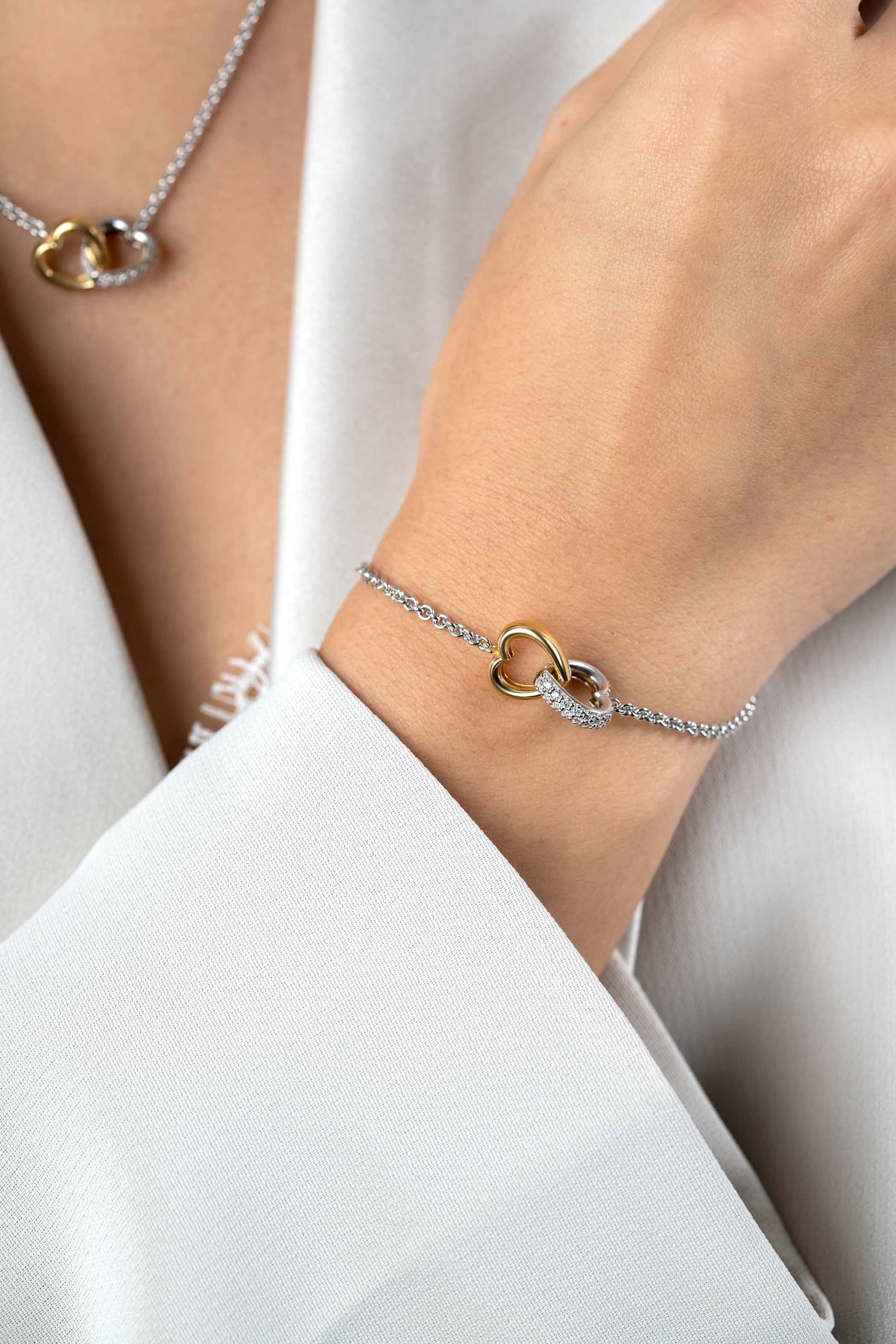 ZINZI zlv.armband bic.2 hartjes in elkaar 1x zirc.pave