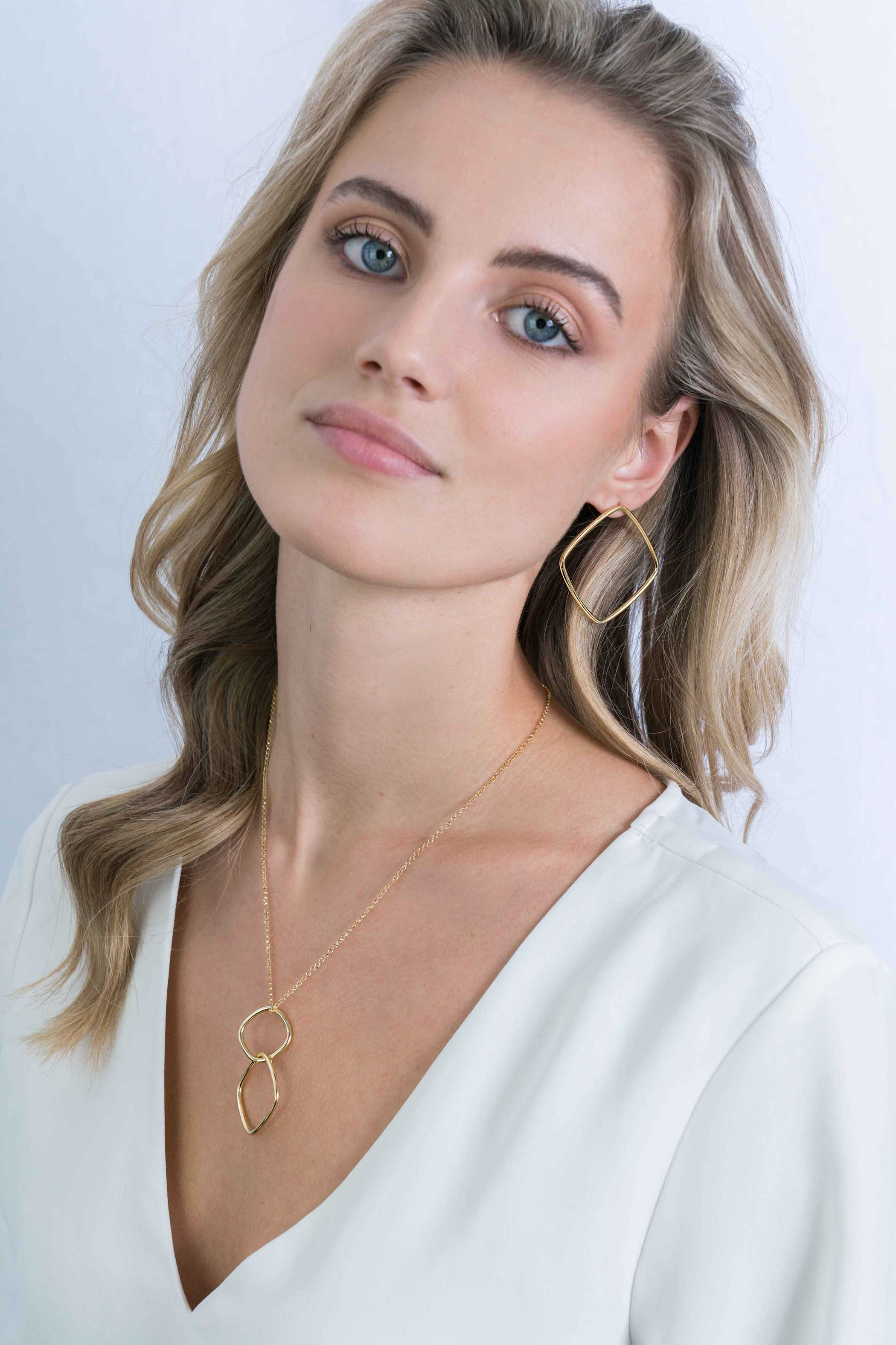 ZINZI silberne trendy Ohrstecker 14K gelb vergoldet 44mm quadratisch offen ZIO2095G