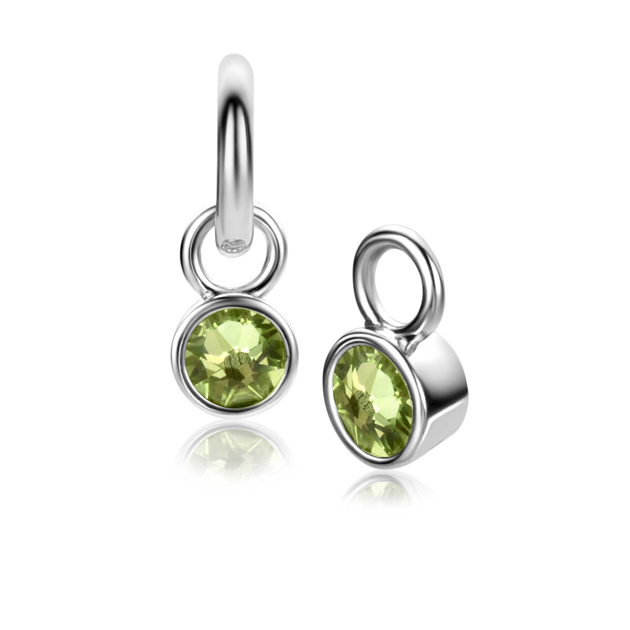 ZINZI zlv.oorbedels birthstones peridoot cz