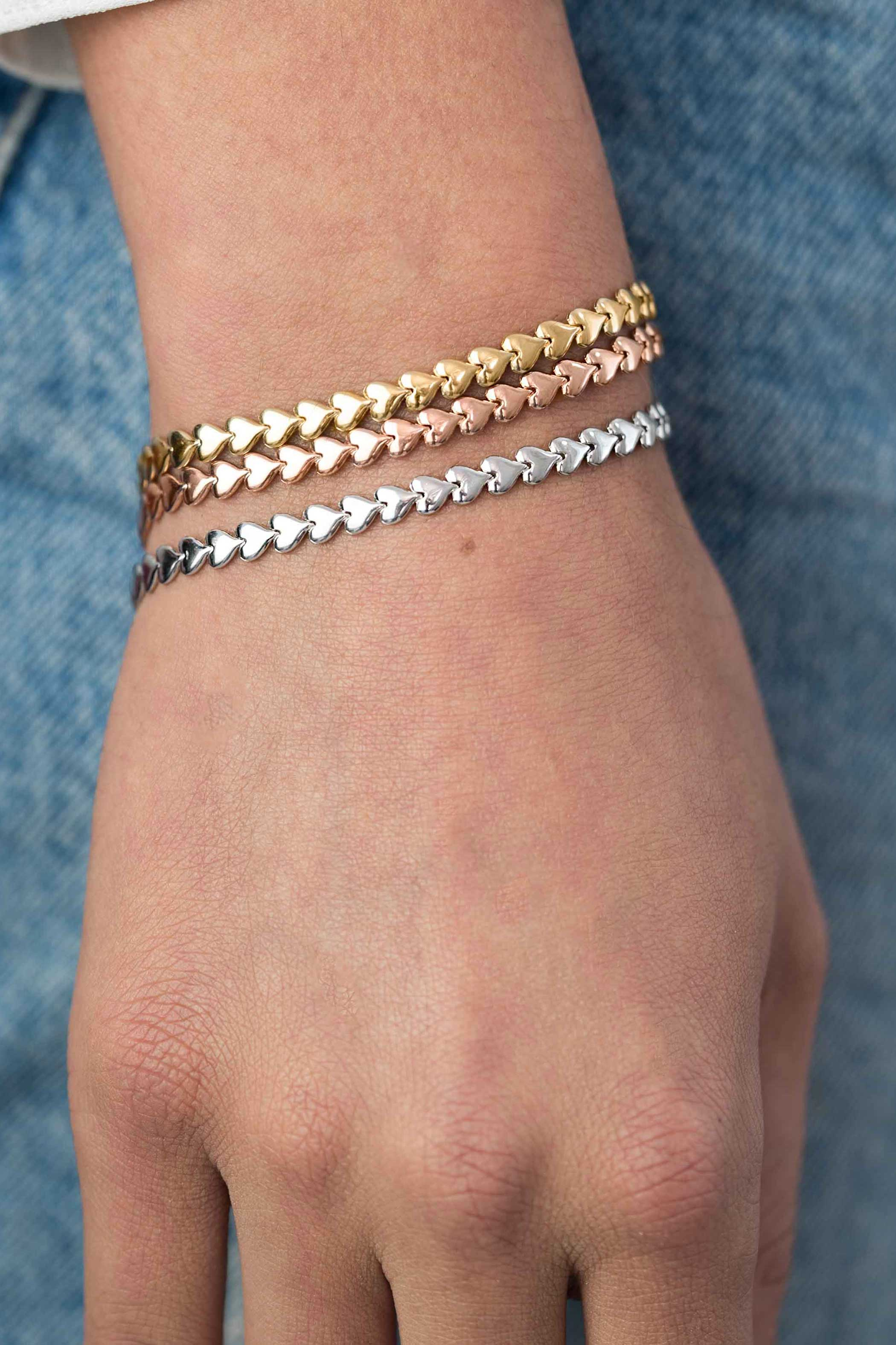 ZINZI silbernes Armband rosé vergoldet Herzen 4,5mm breit ZIA1798R