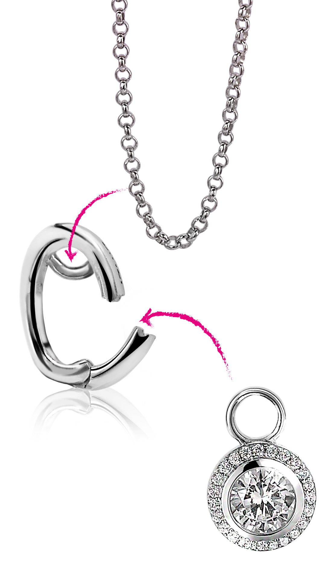 ZINZI silberner Anhänger glatt um deine Ohrhänger aufzuhängen ZIH1CH