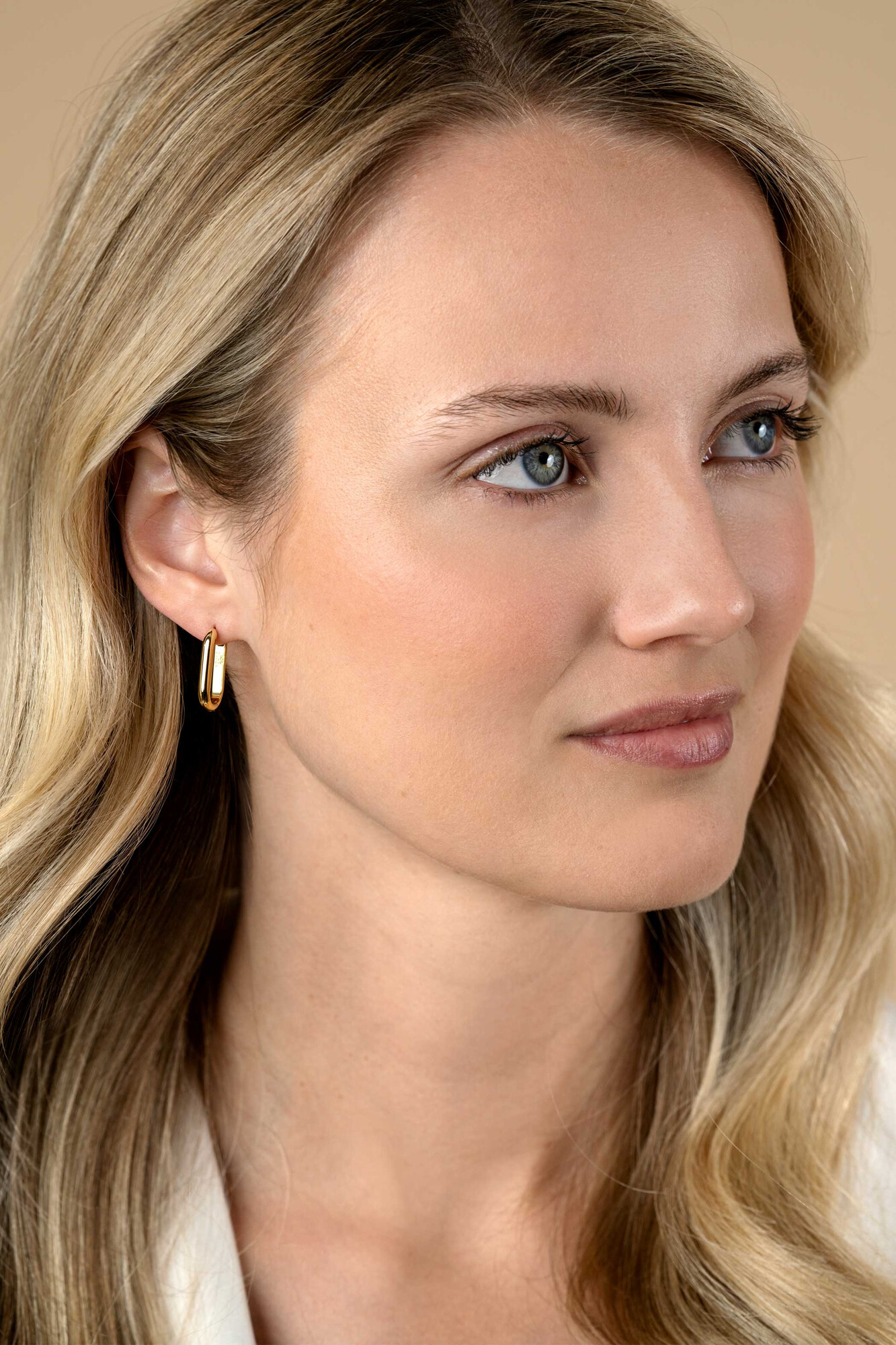 20mm ZINZI vergoldete Silber Creolen in ovaler Form mit runder Röhre 3mm breit ZIO2605G