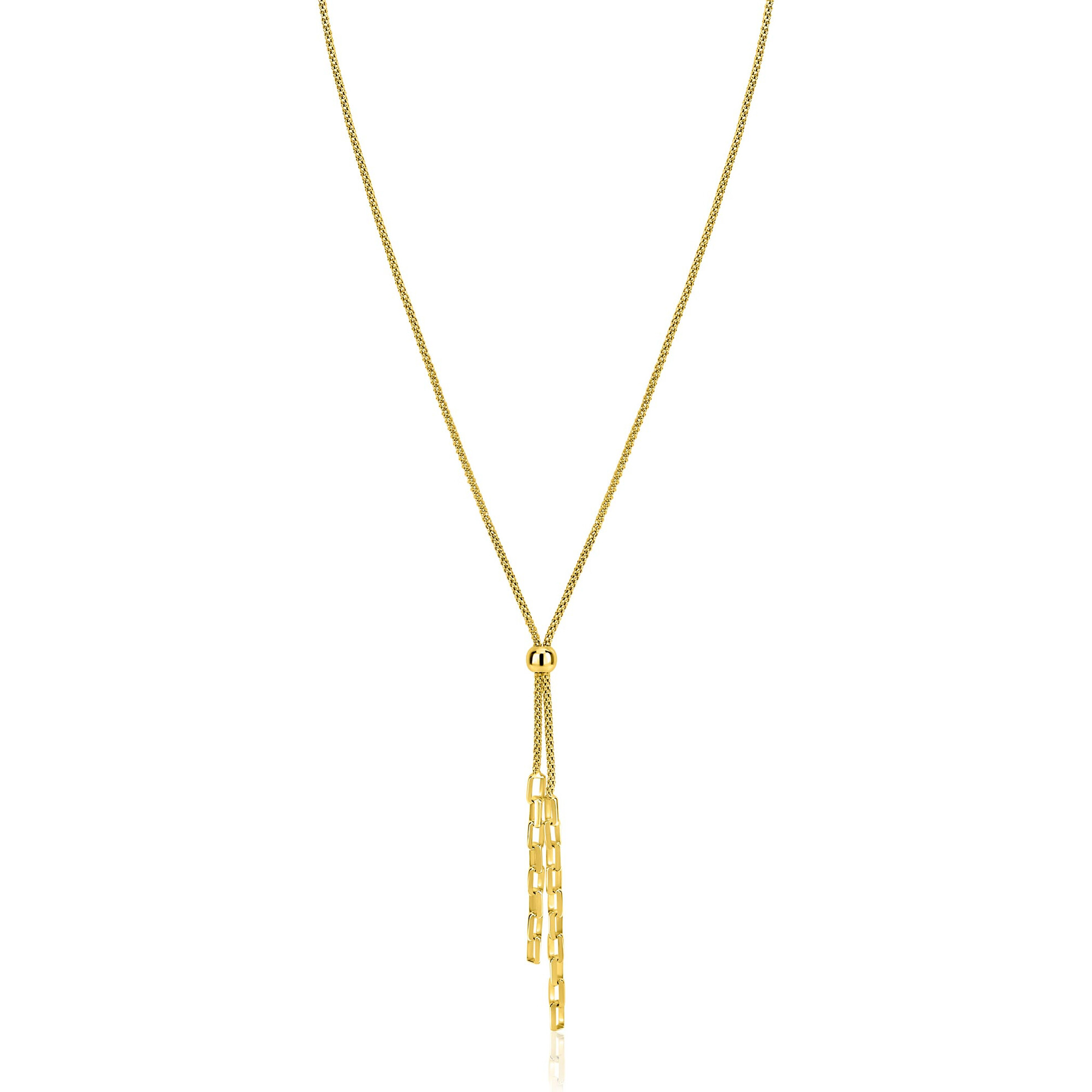 ZINZI zlv. Y-collier gg.verg.popcorn en schakels