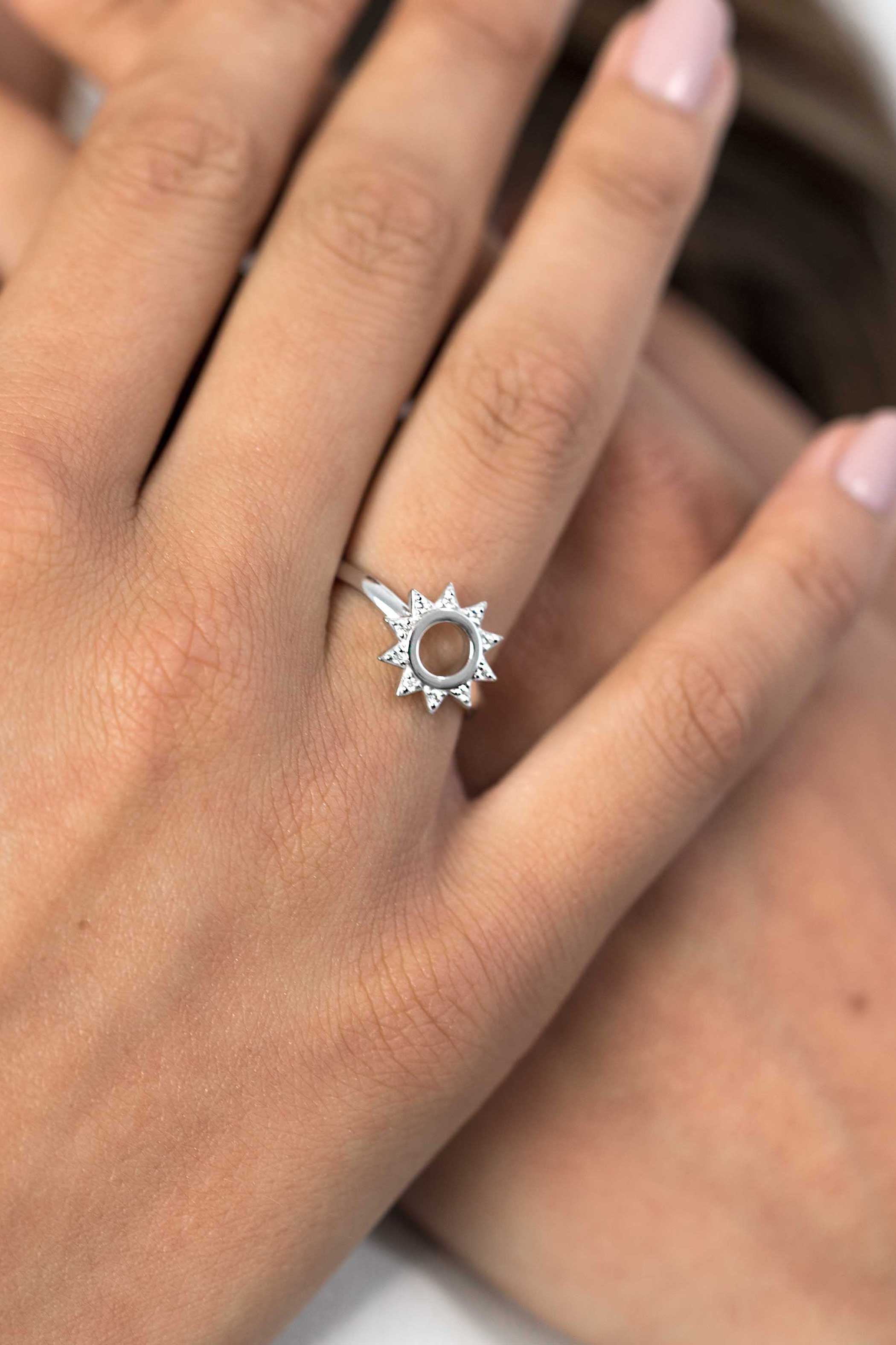 ZINZI  SilberRing offene Sonne  weiß 12mm ZIR1899