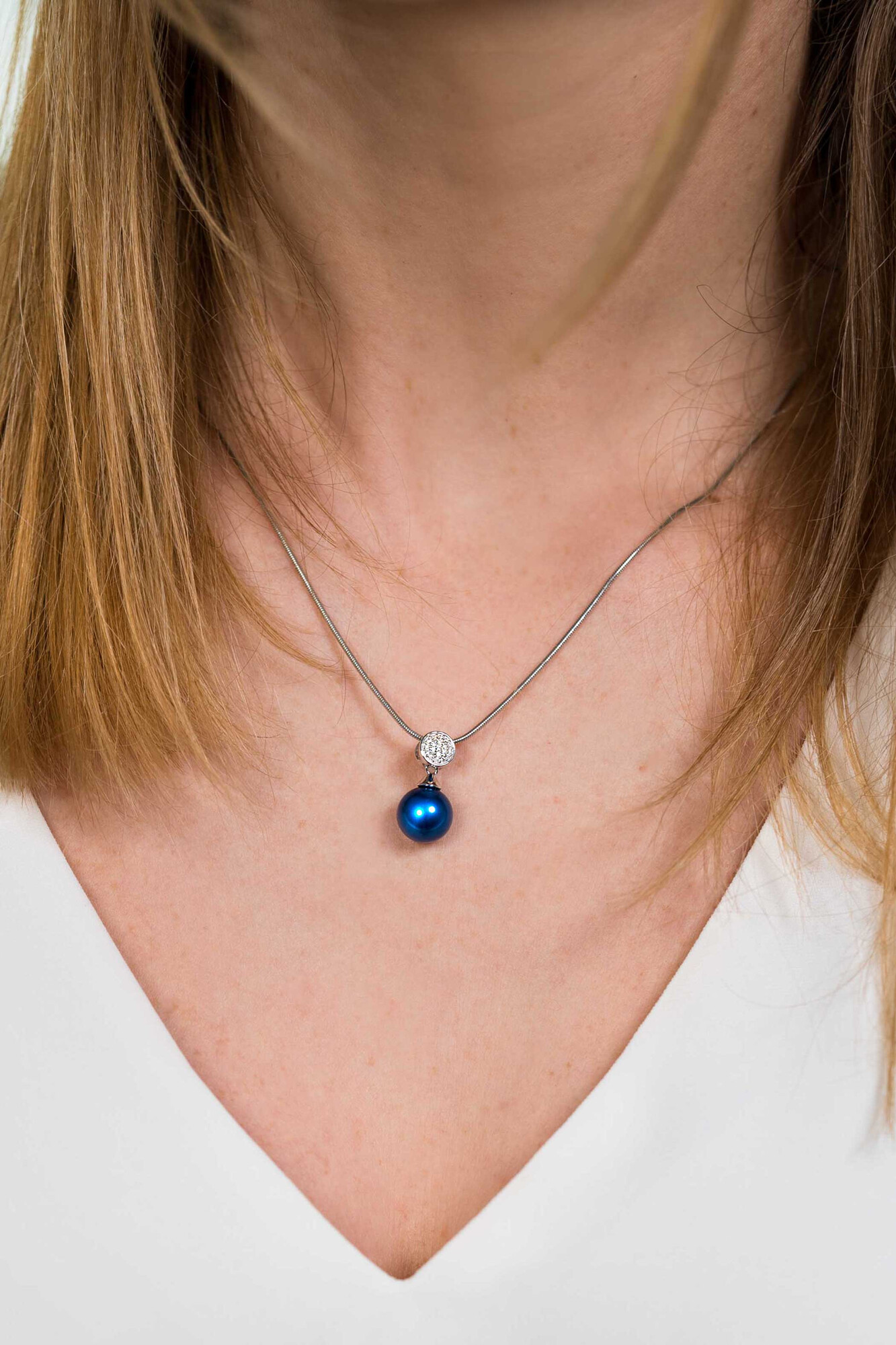 ZINZI silberner Perlenanhänger 18mm  weiße Zirkonias blaue Perle ZIH1151B