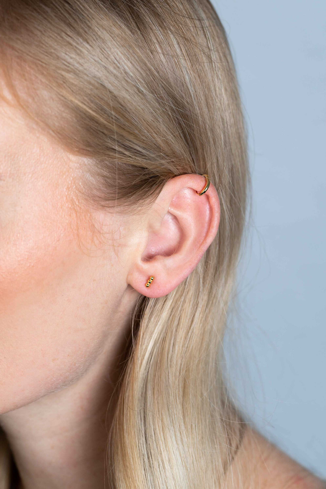 ZINZI silberne Ohrstecker 14K gelbvergoldet drei Kugeln 6mm ZIO2230G