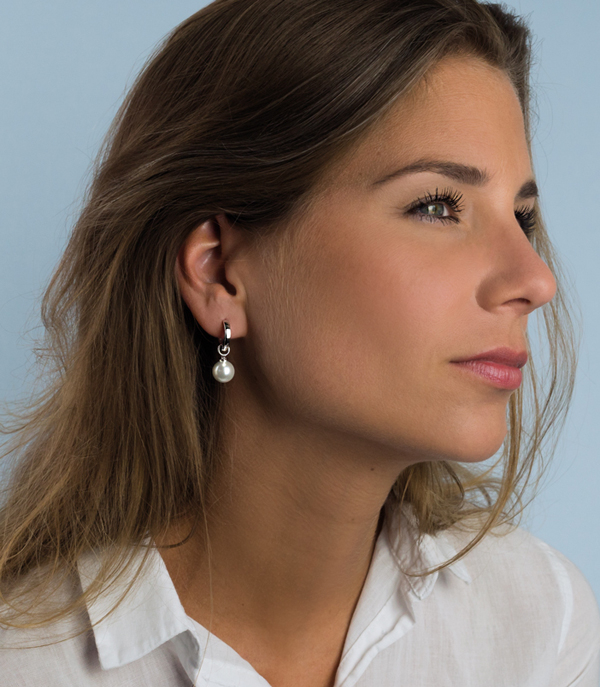 ZINZI silberne Ohrhänger Perle  weiß ZICH266W