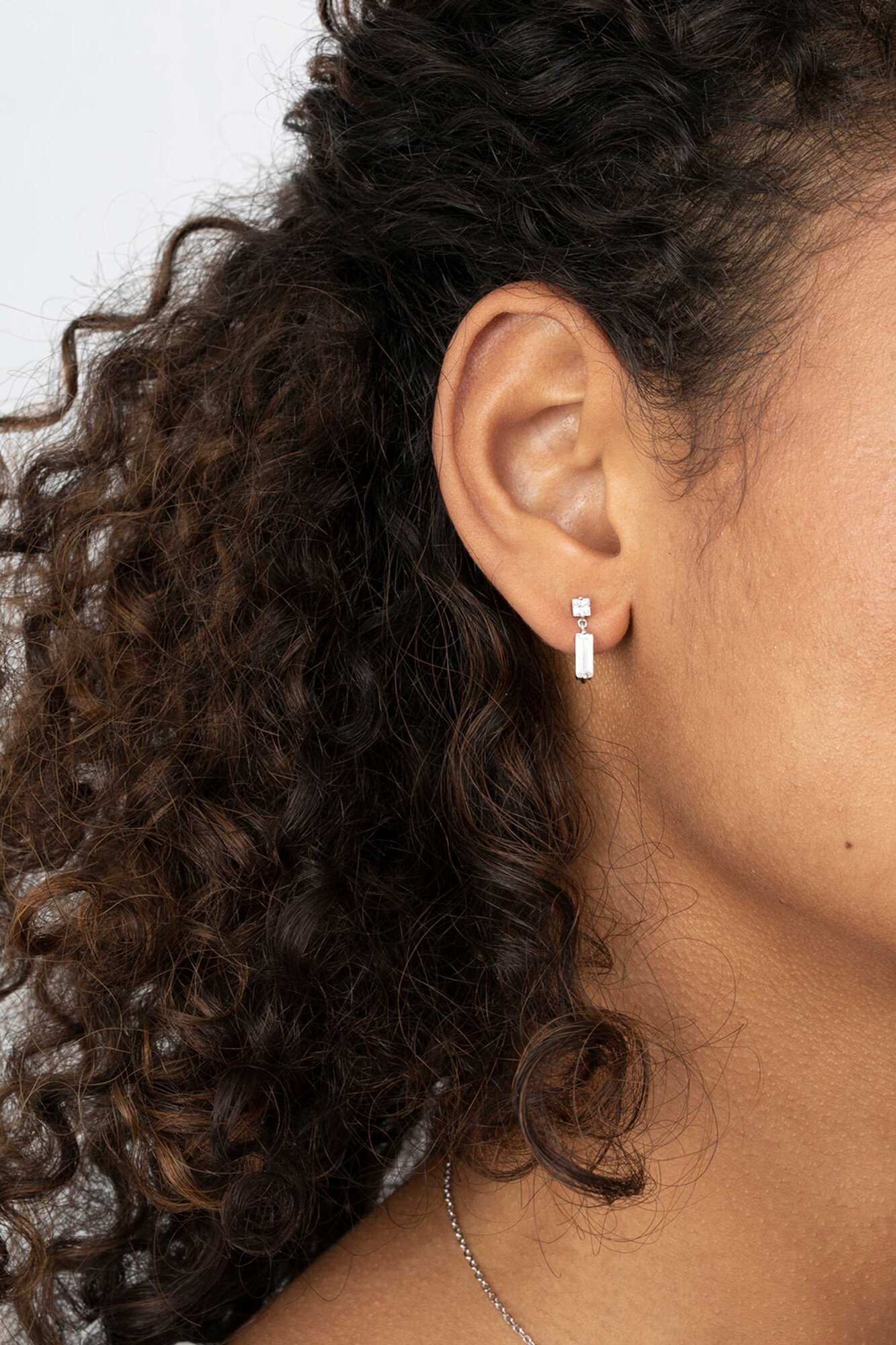 ZINZI silberne Ohrringe 15mm baguette Rechteck quadratisch  weiß ZIO2056