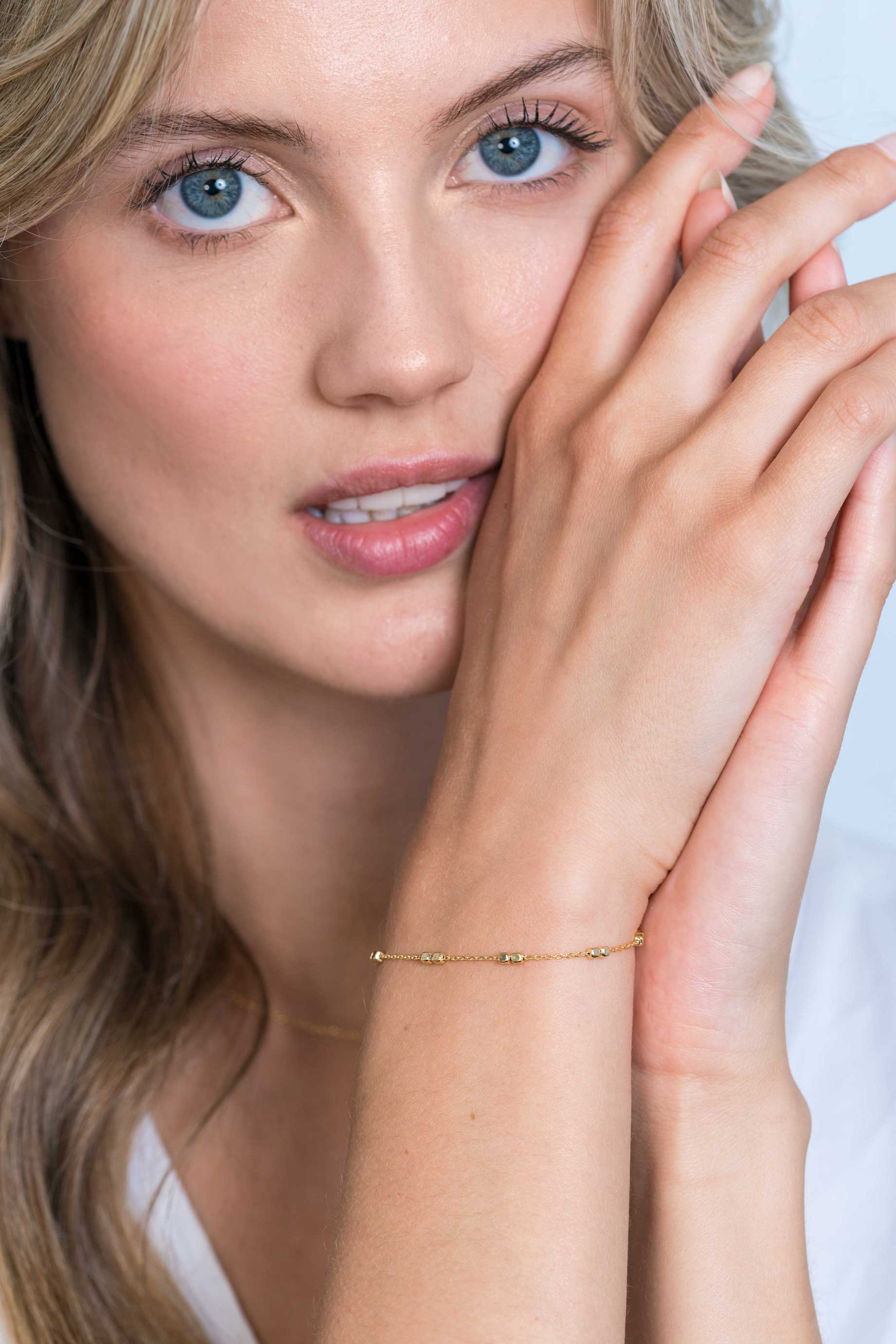 ZINZI silbernes Armband 14K gelb vergoldet quadratische Würfel 17-20cm ZIA2218G