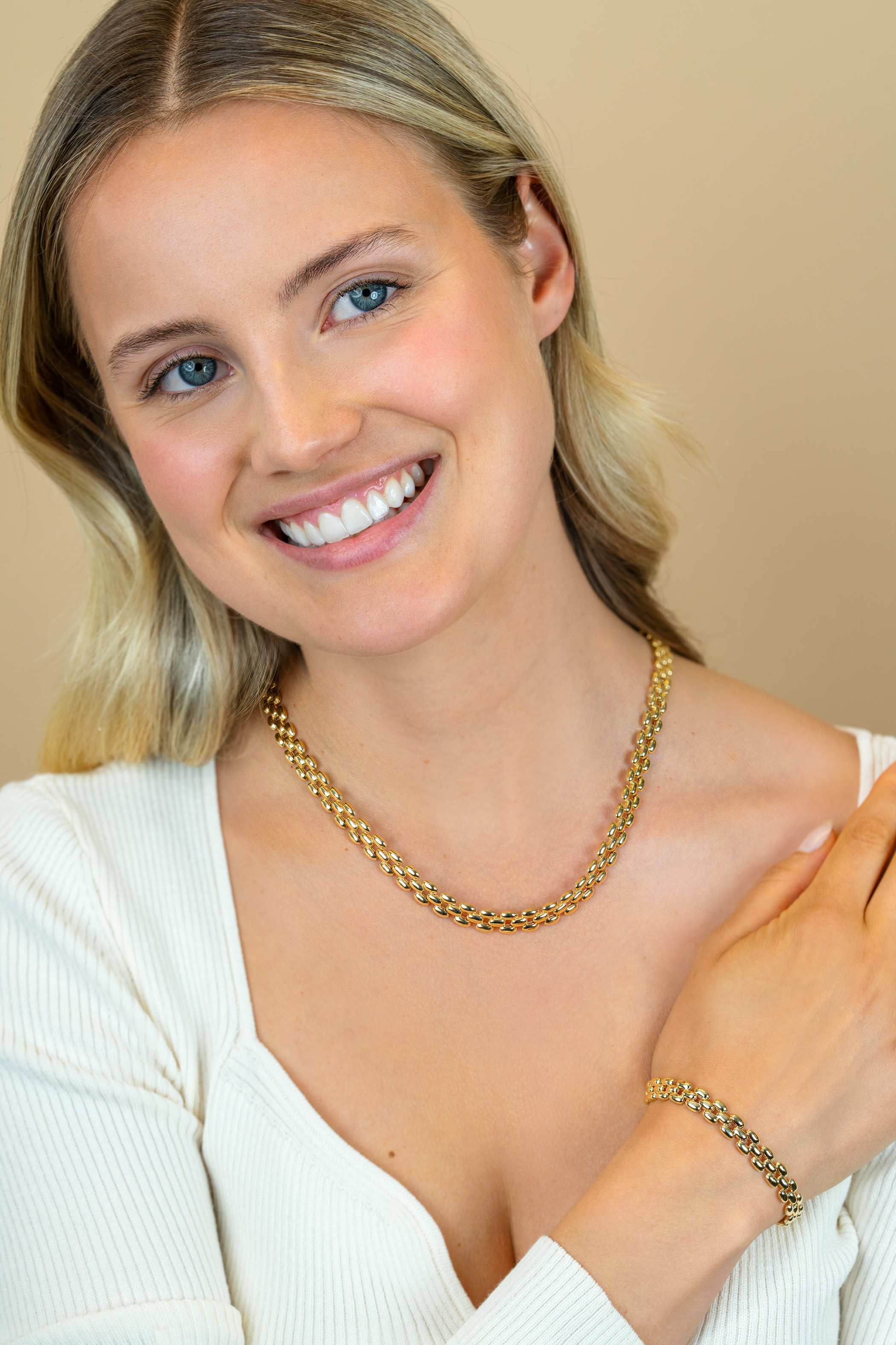 ZINZI zlv. armband gg.verg. rolex-style breed 8mm