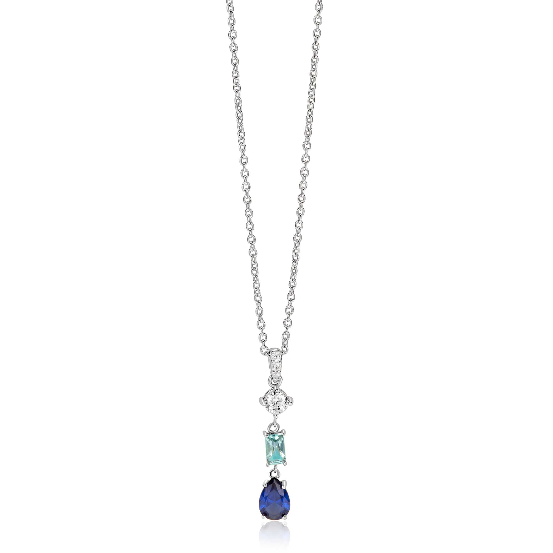 ZINZI zlv. collier hanger blauw peer/lichtbl.rechth/zc