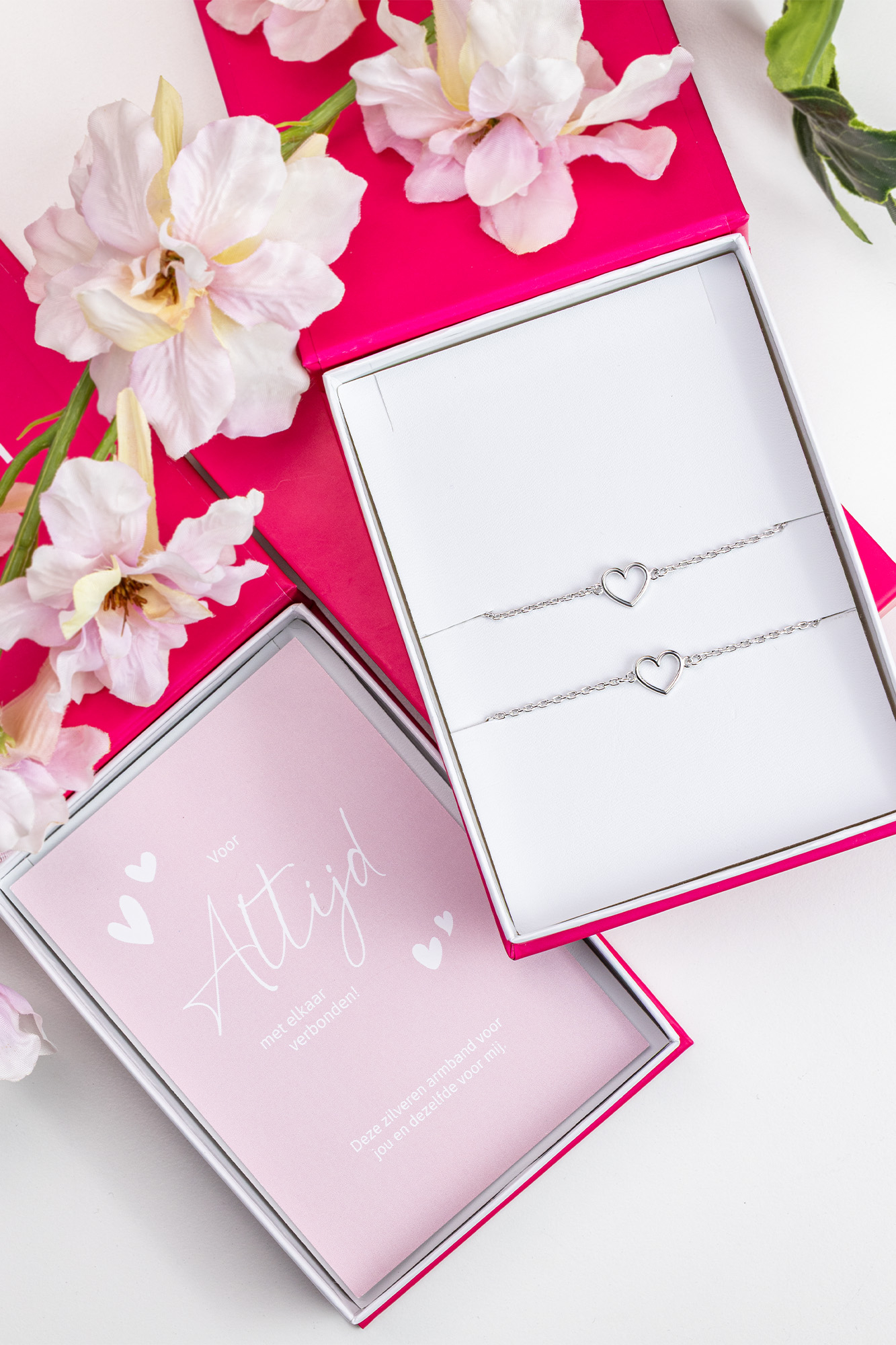 ZINZI Set aus 2 silbernen Armbändern mit offenem Herz ZIA1420-SET