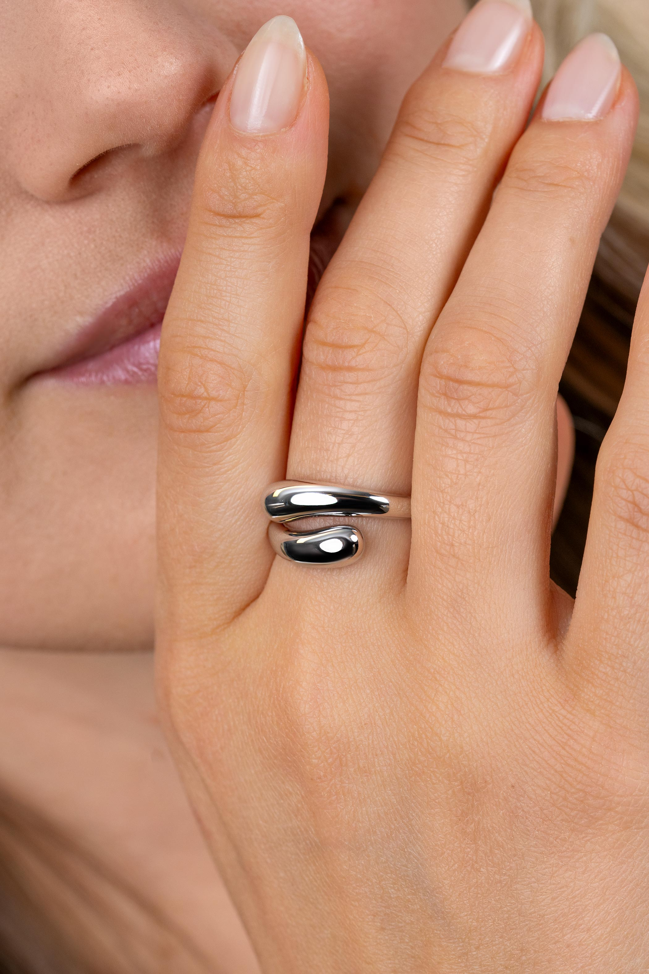 ZINZI zlv. ring slagmodel organische vorm mt.62