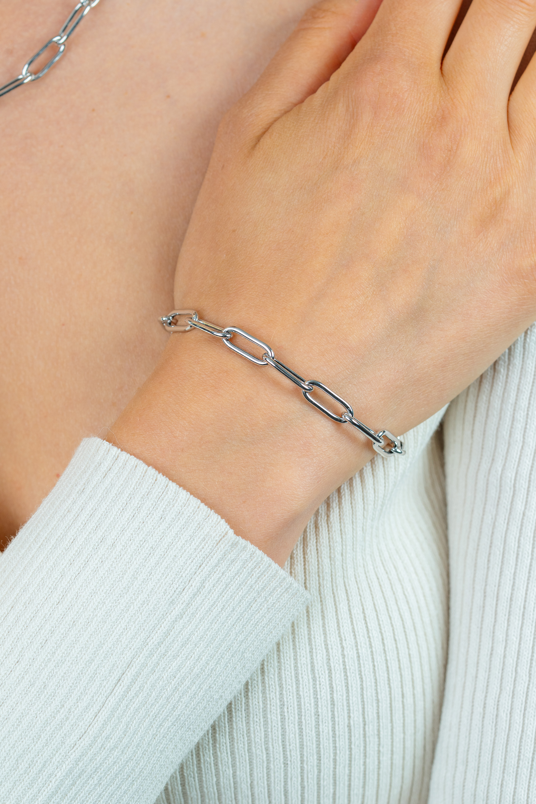 ZINZI zlv. armband paperclip schakels 5.8mm breed